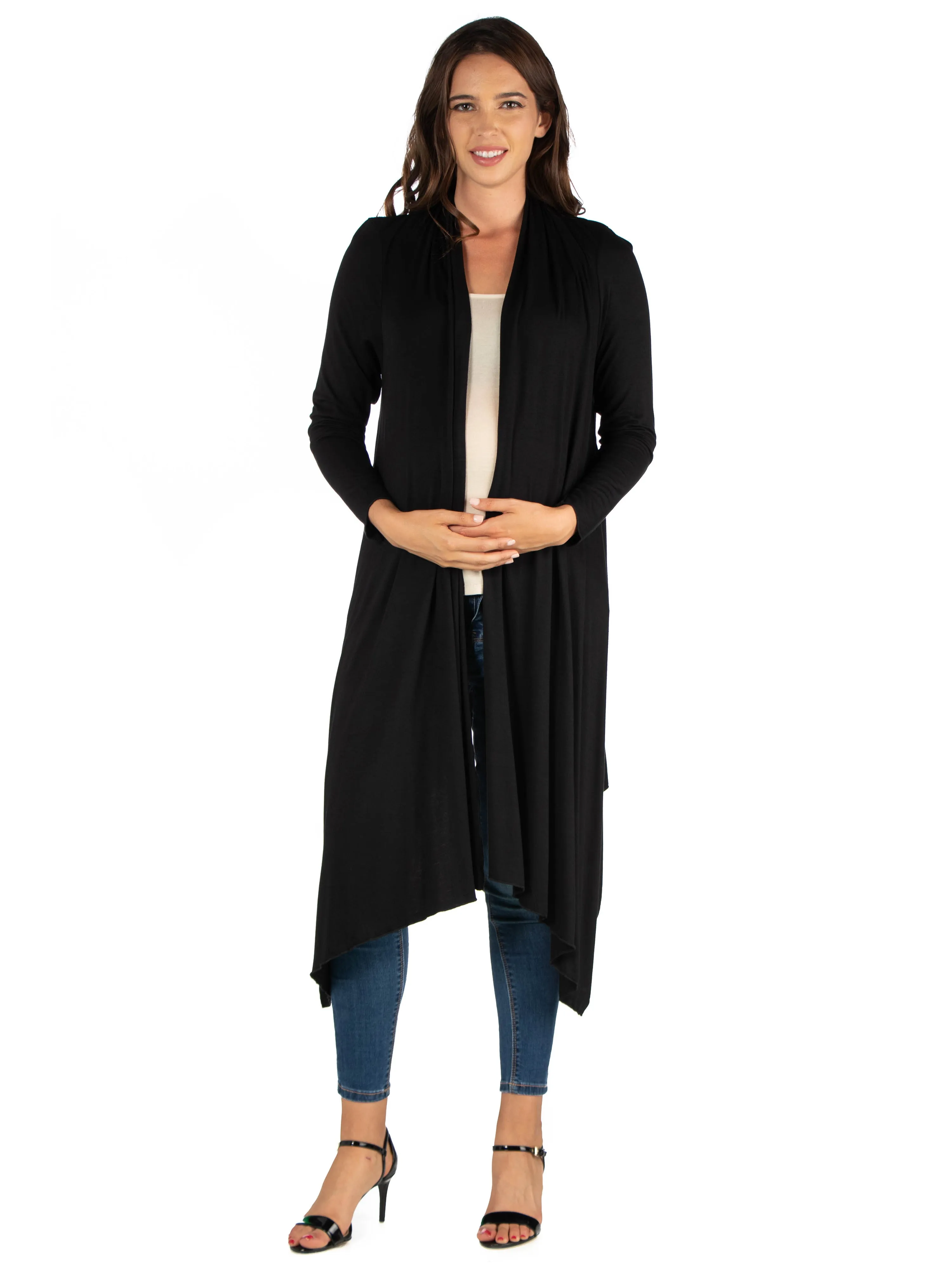 Extra Long Open Front Maternity Cardigan sold by 24/7 Comfort Apparel product image thumbnail 4