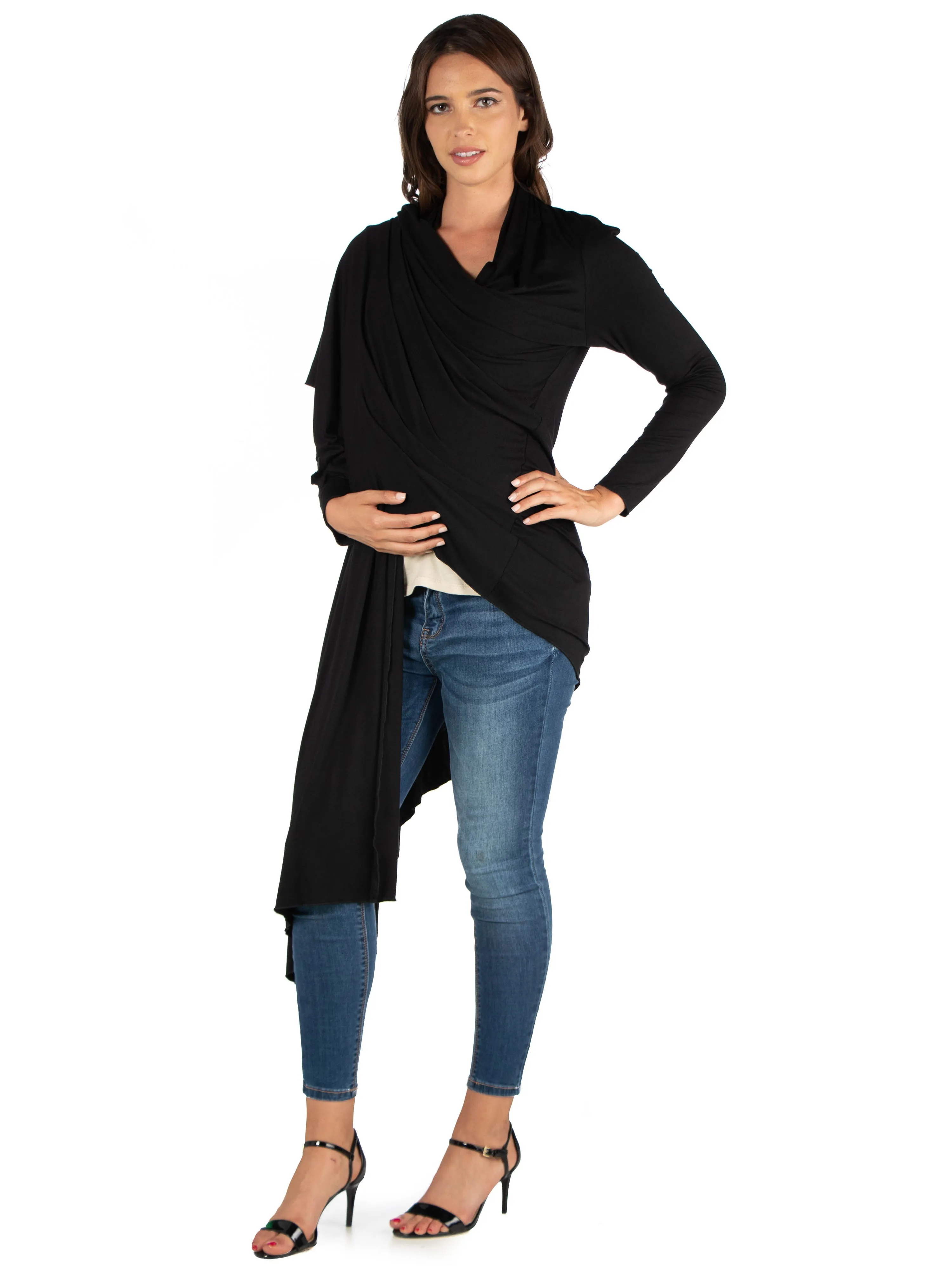 Extra Long Open Front Maternity Cardigan sold by 24/7 Comfort Apparel product image thumbnail 2