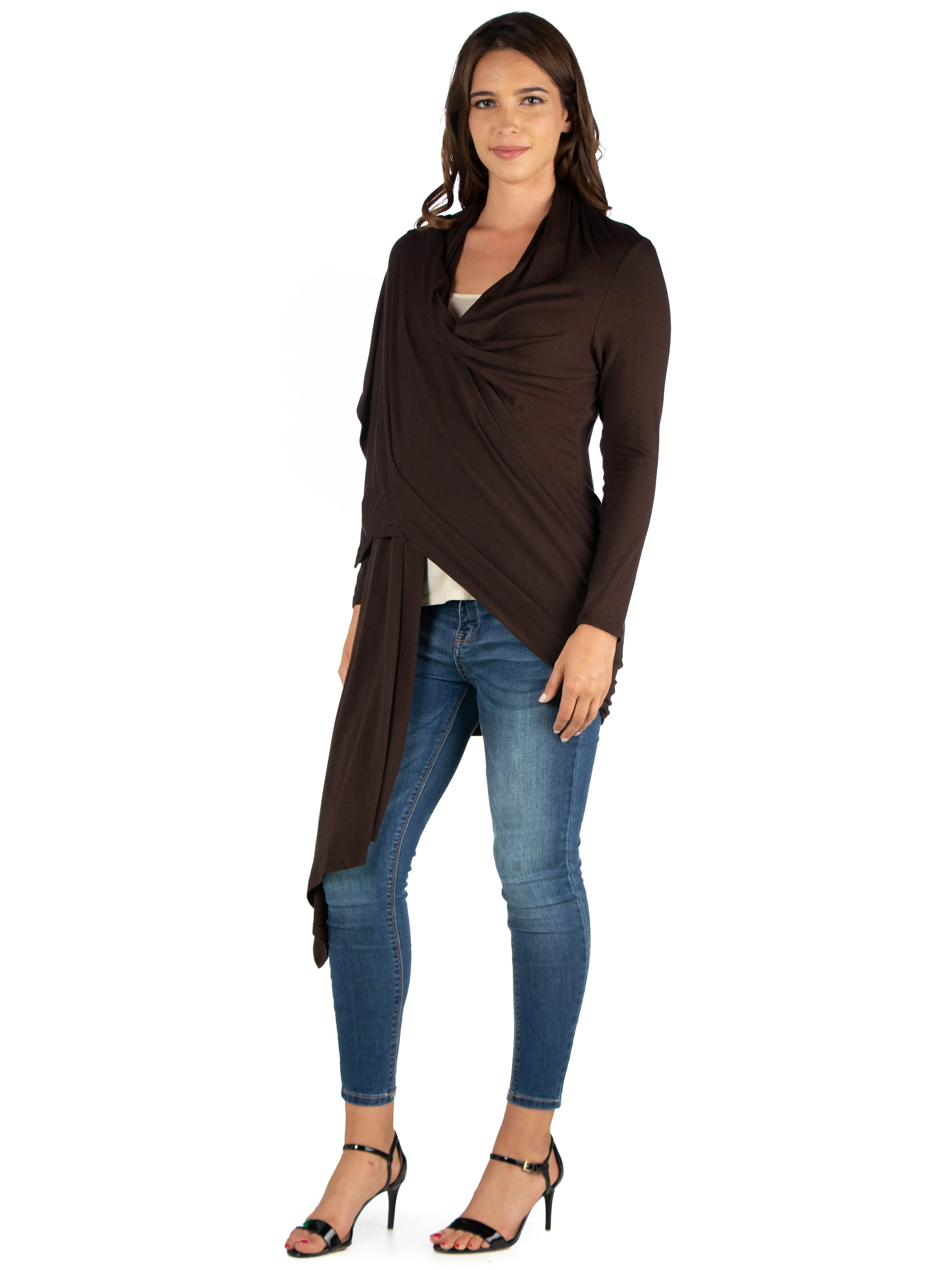 Extra Long Open Front Maternity Cardigan sold by 24/7 Comfort Apparel product image thumbnail 3