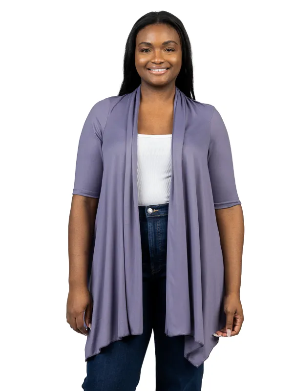 Elbow Length Sleeve Open Front Plus Size Cardigan sold by 24/7 Comfort Apparel