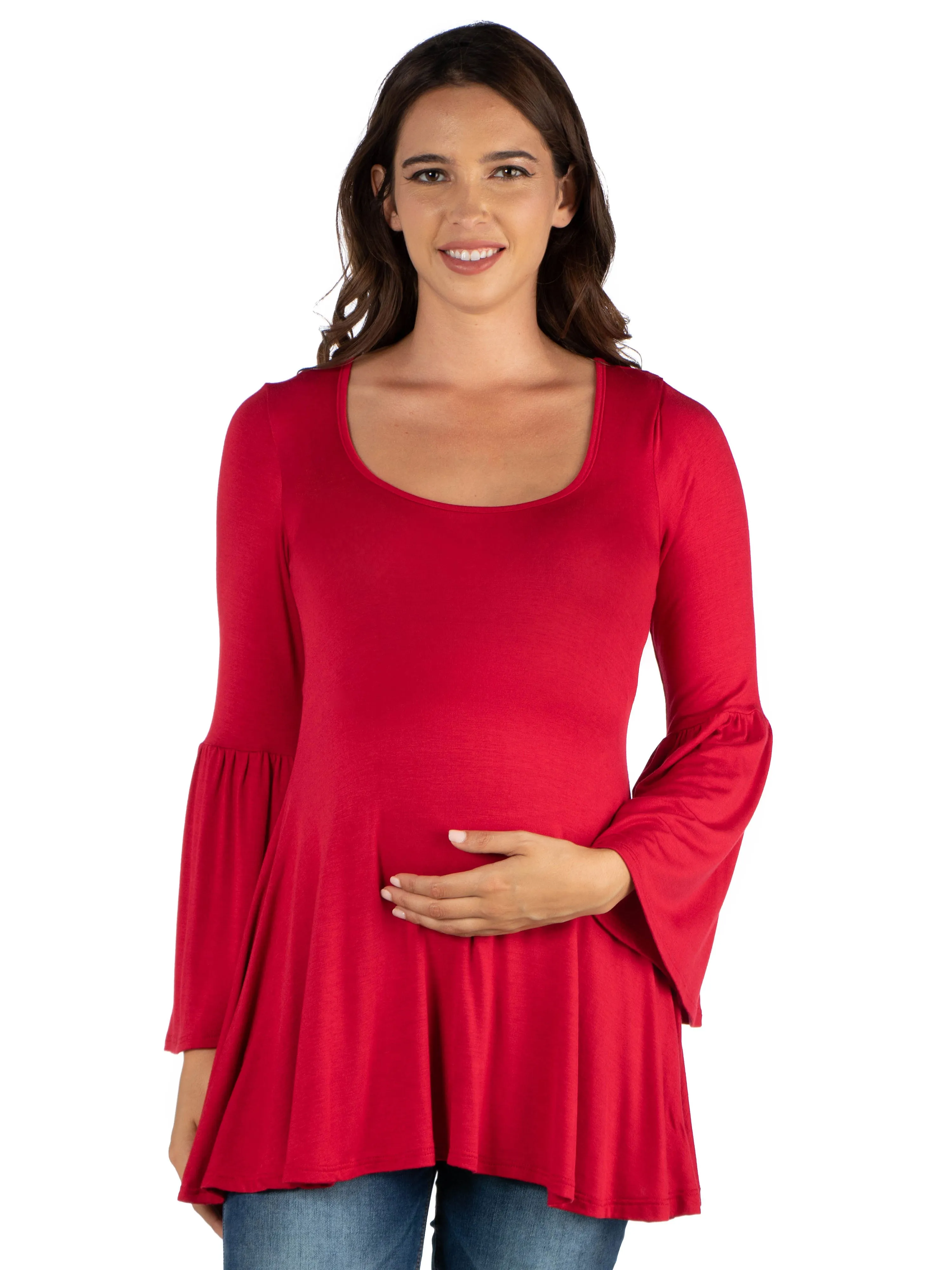 Long Bell Sleeve Flared Maternity Tunic Top sold by 24/7 Comfort Apparel product image thumbnail 3