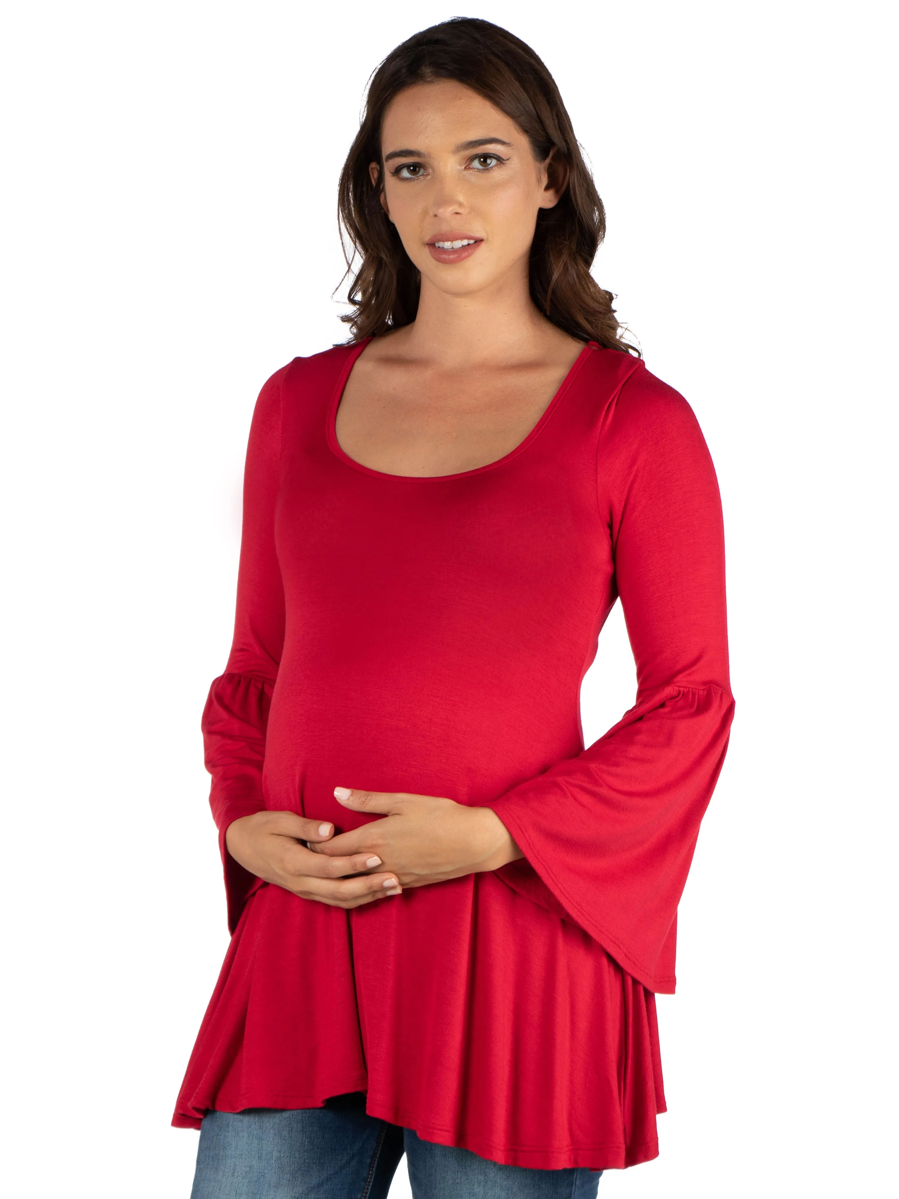 Long Bell Sleeve Flared Maternity Tunic Top sold by 24/7 Comfort Apparel