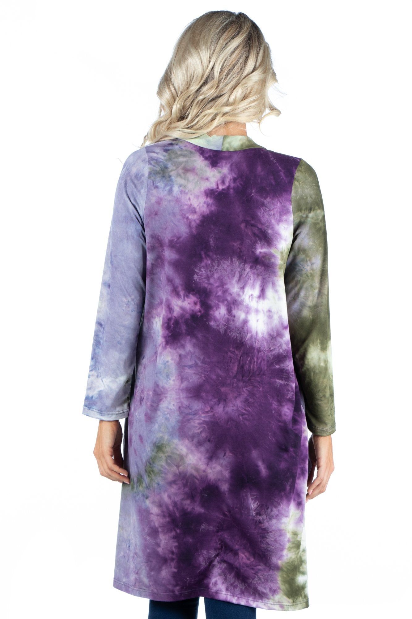 Open Front Knee Length Tie Dye Cardigan sold by 24/7 Comfort Apparel product image thumbnail 3