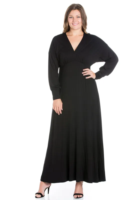 V-Neck Long Sleeve Plus Size Maxi Dress sold by 24/7 Comfort Apparel