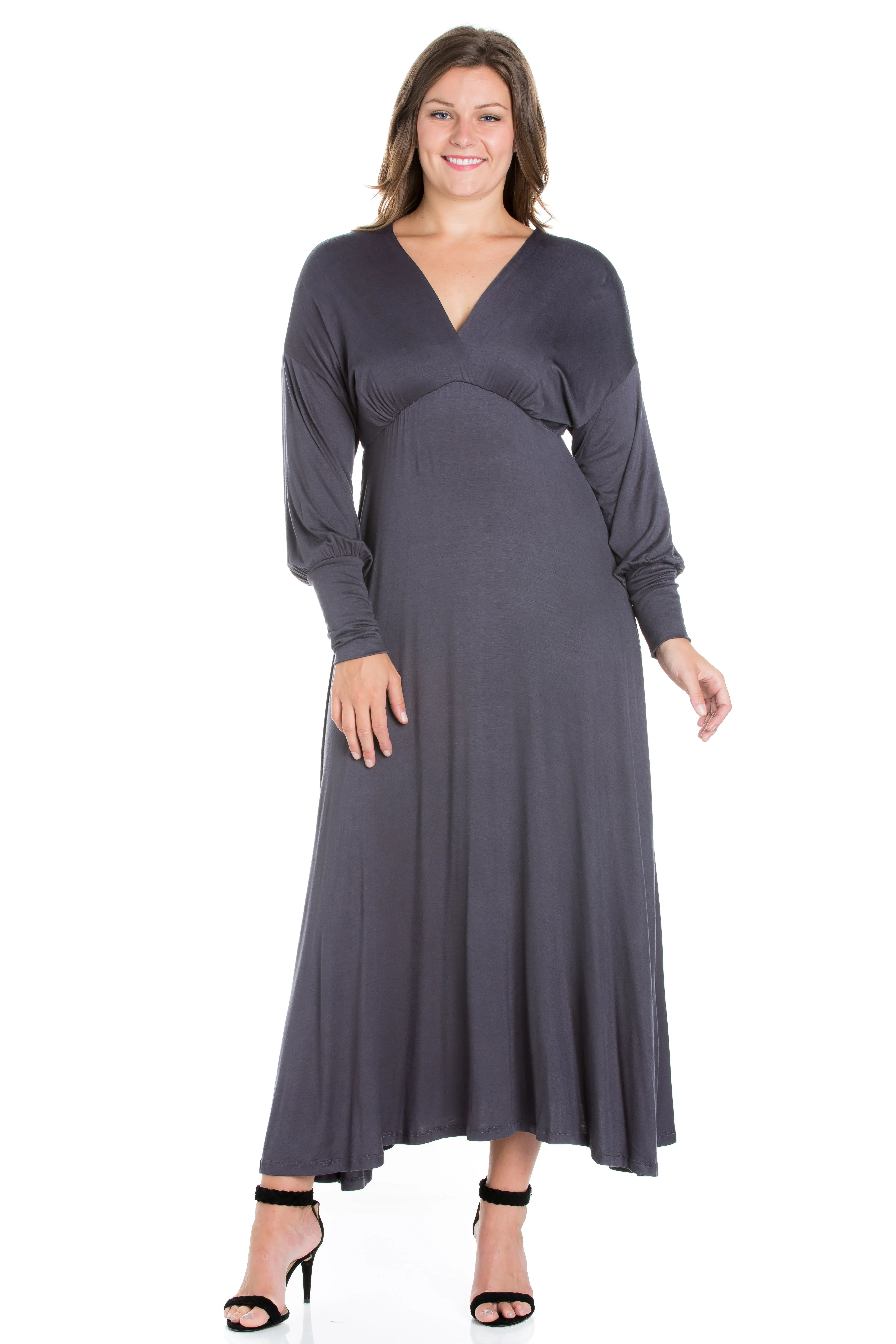 V-Neck Long Sleeve Plus Size Maxi Dress sold by 24/7 Comfort Apparel product image thumbnail 5