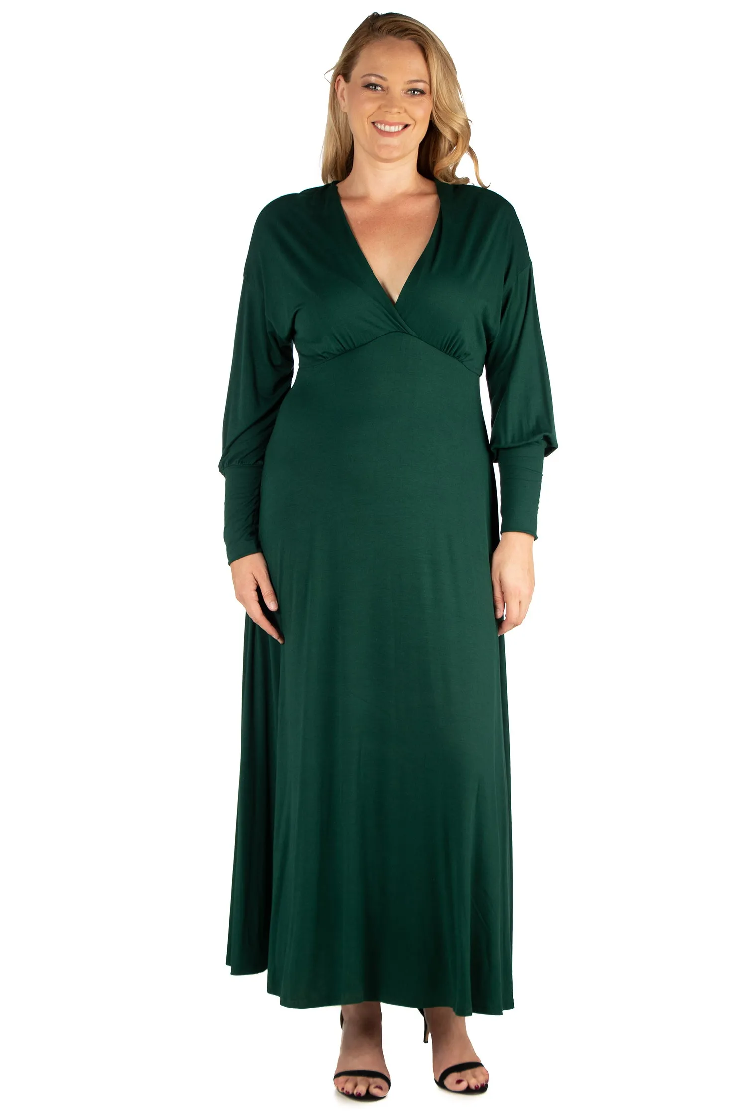 V-Neck Long Sleeve Plus Size Maxi Dress sold by 24/7 Comfort Apparel product image thumbnail 3
