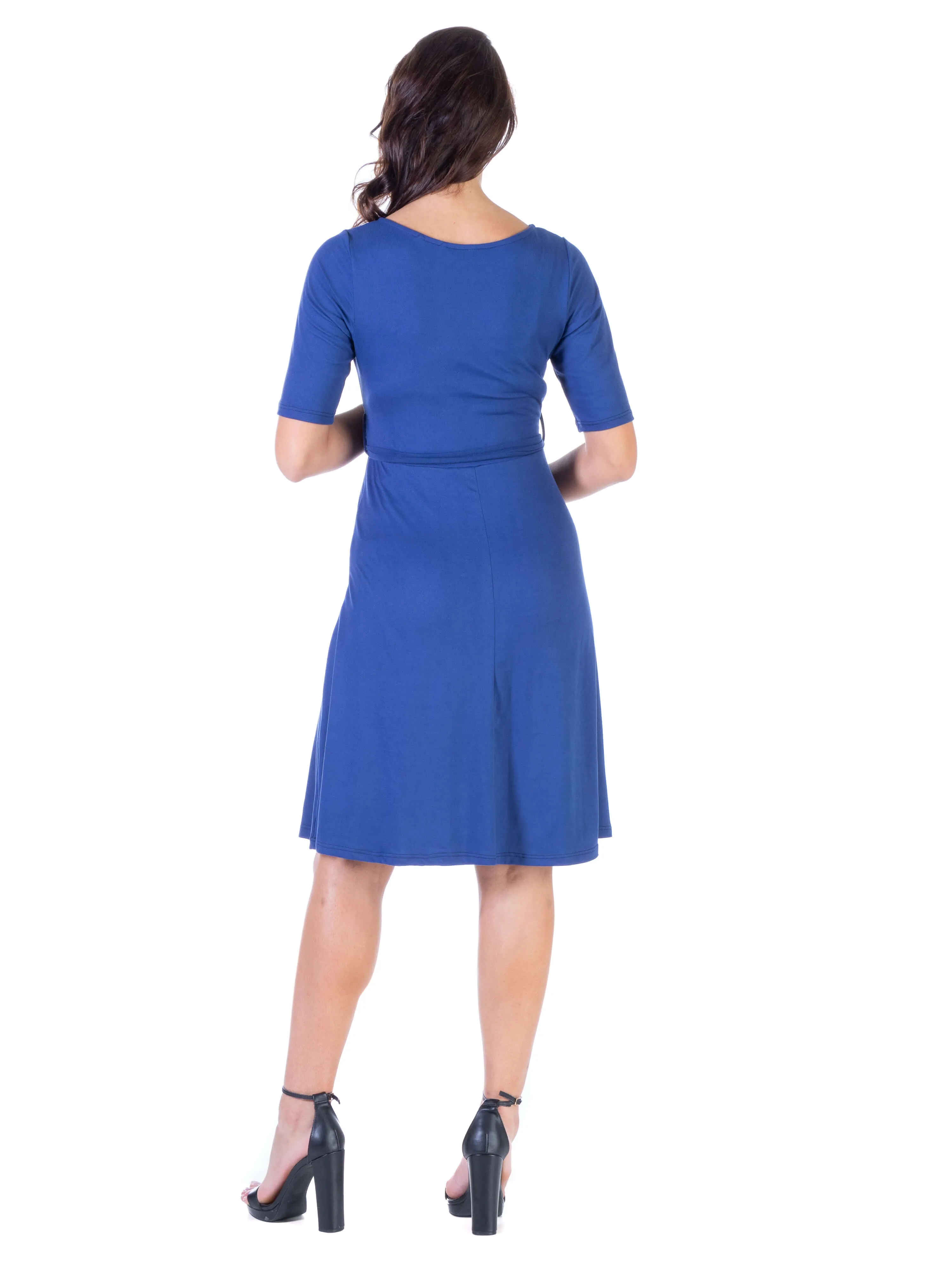 Simple Knee Length Maternity Faux Wrap Dress sold by 24/7 Comfort Apparel product image thumbnail 4