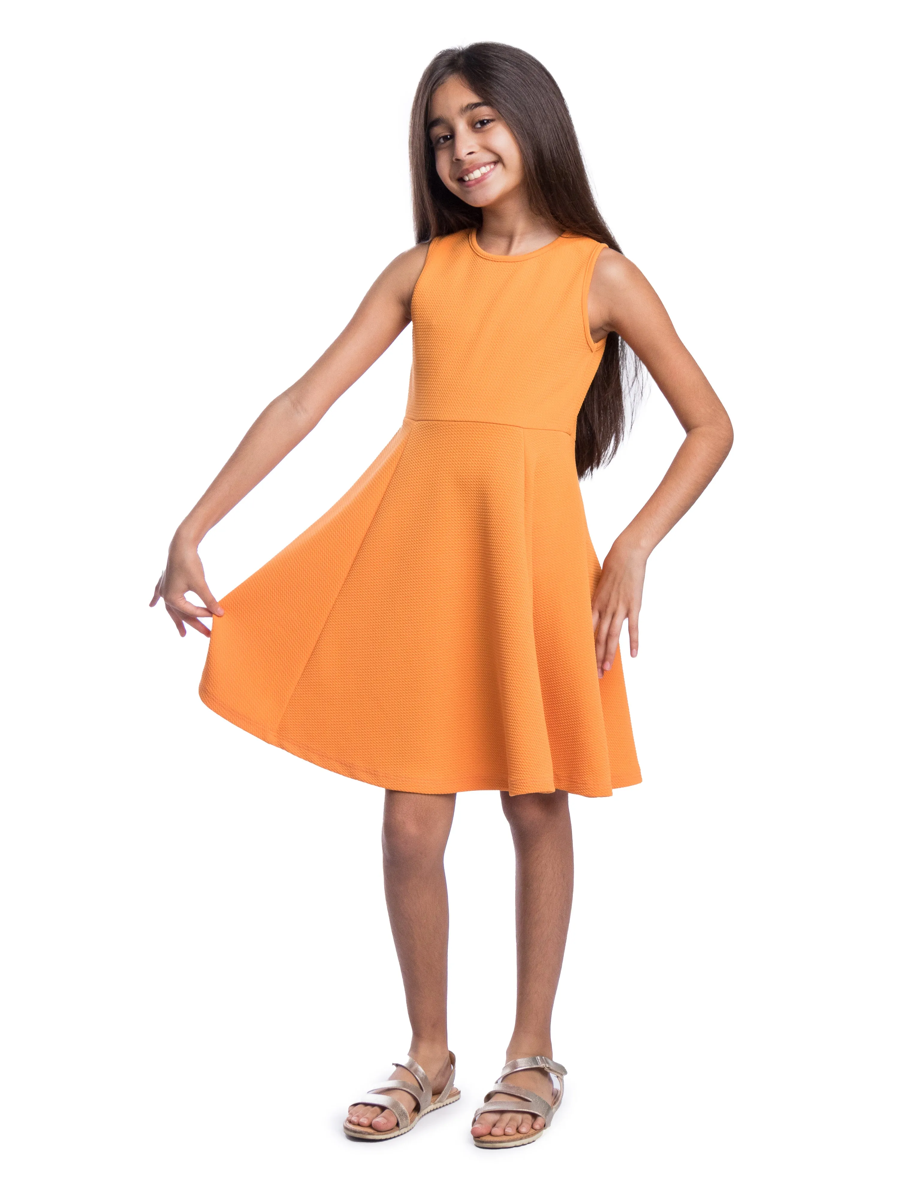 Girls Sleeveless Knee Length Fit and Flare Dress sold by 24/7 Comfort Apparel product image thumbnail 4