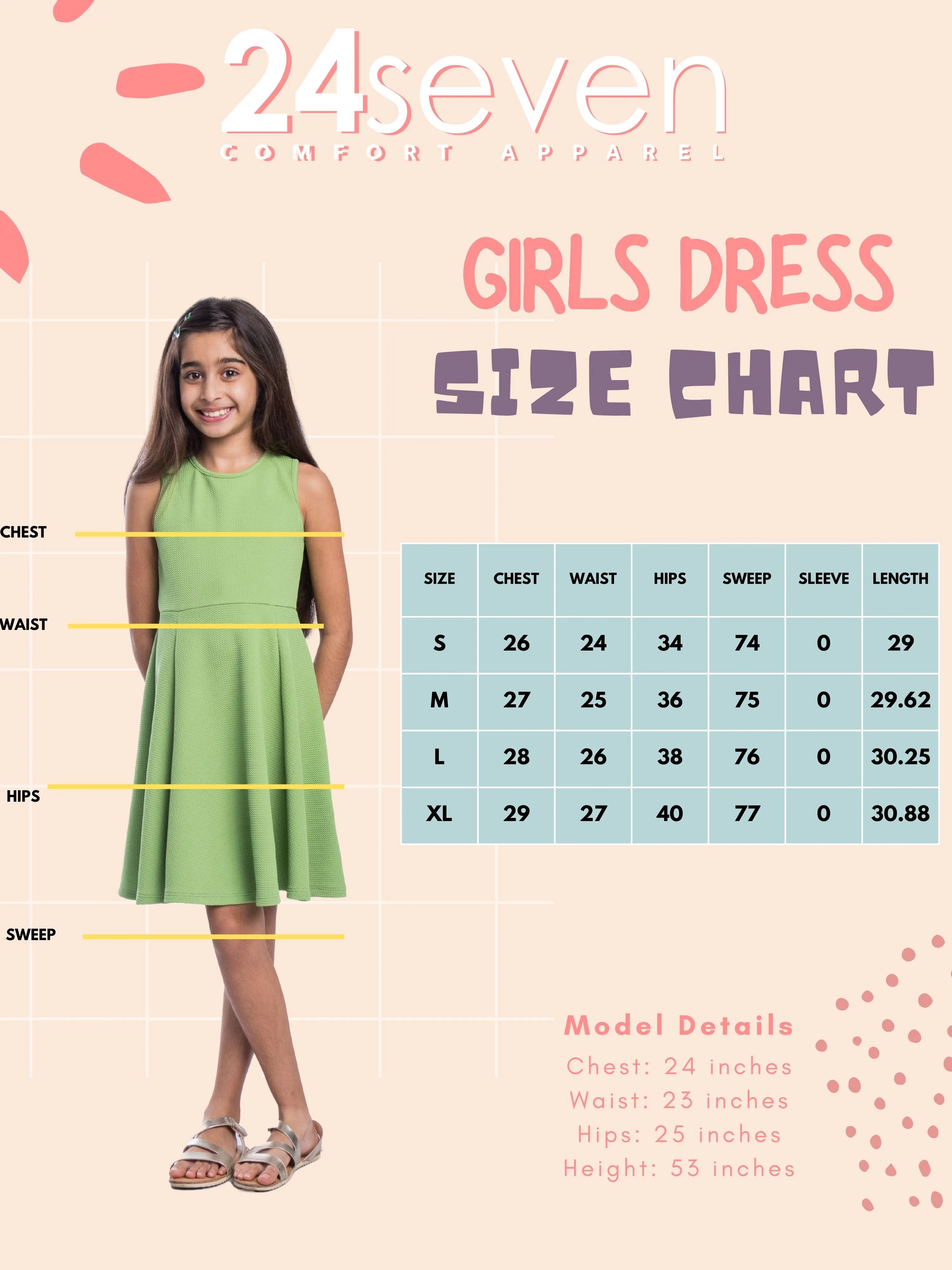 Girls Sleeveless Knee Length Fit and Flare Dress sold by 24/7 Comfort Apparel product image thumbnail 3