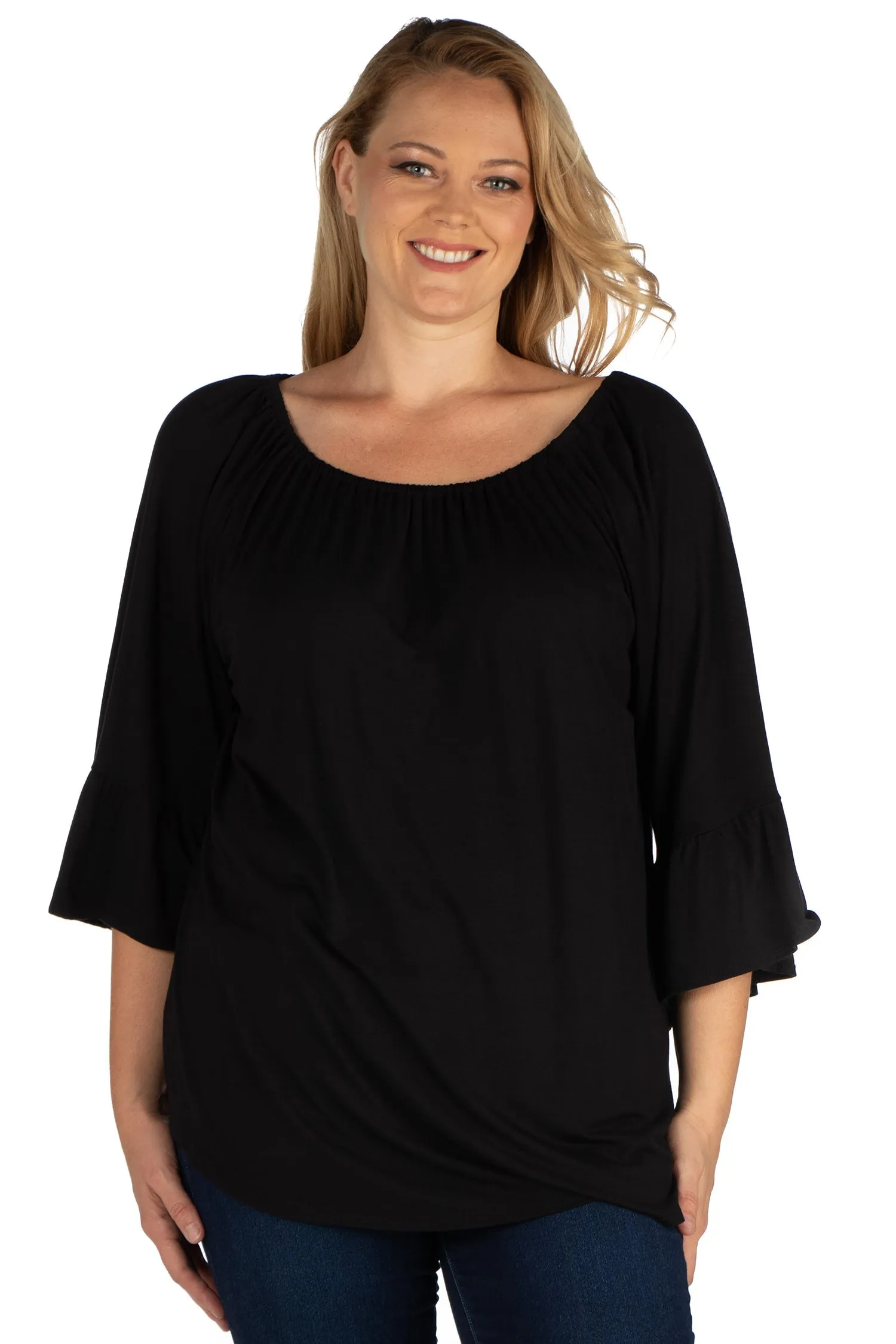 Bell Sleeve Loose Fit Plus Size Tunic Top sold by 24/7 Comfort Apparel product image thumbnail 3