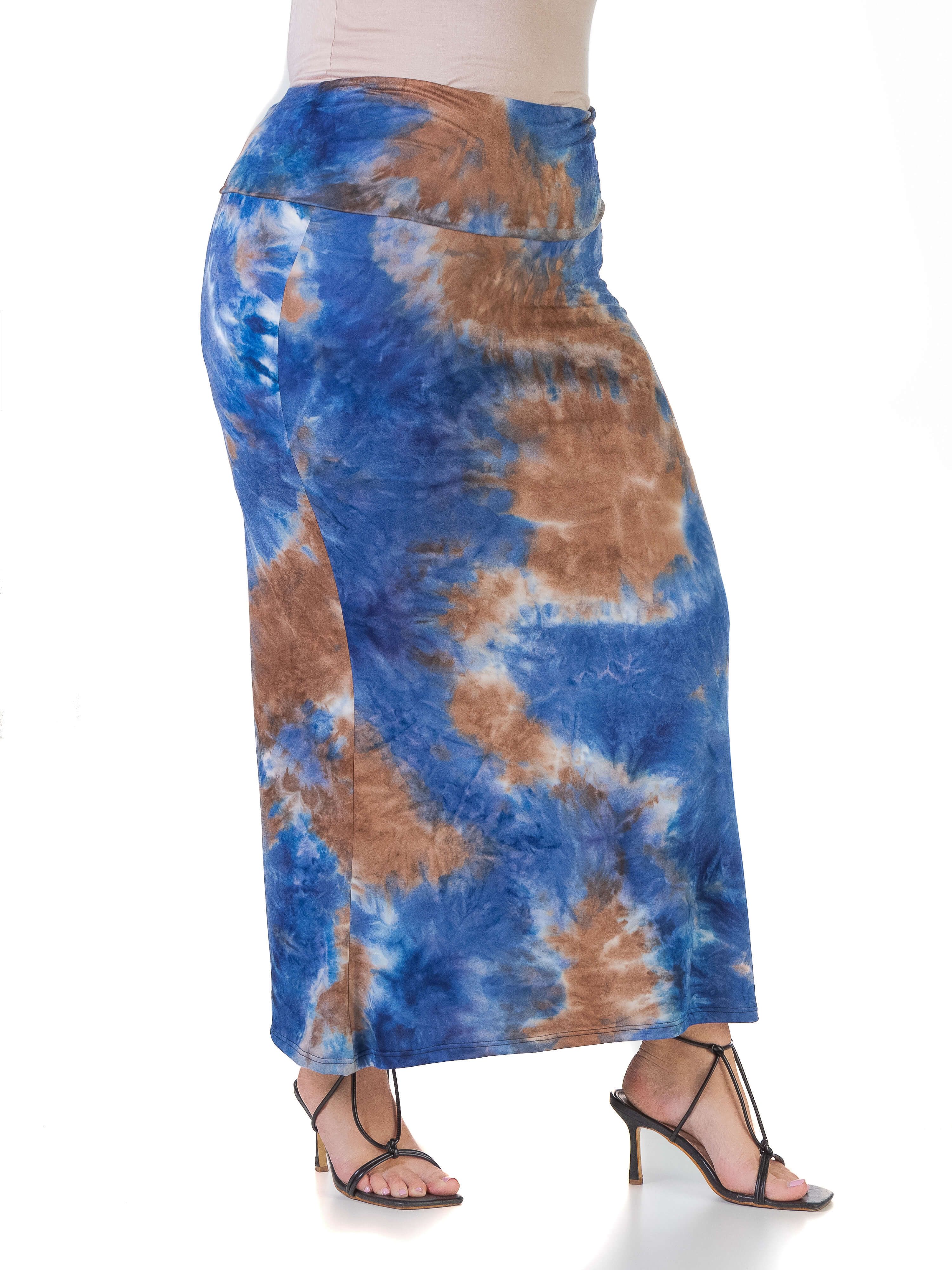 Blue Tie Dye Elastic Waist Casual Plus Size Maxi Skirt sold by 24/7 Comfort Apparel product image thumbnail 2