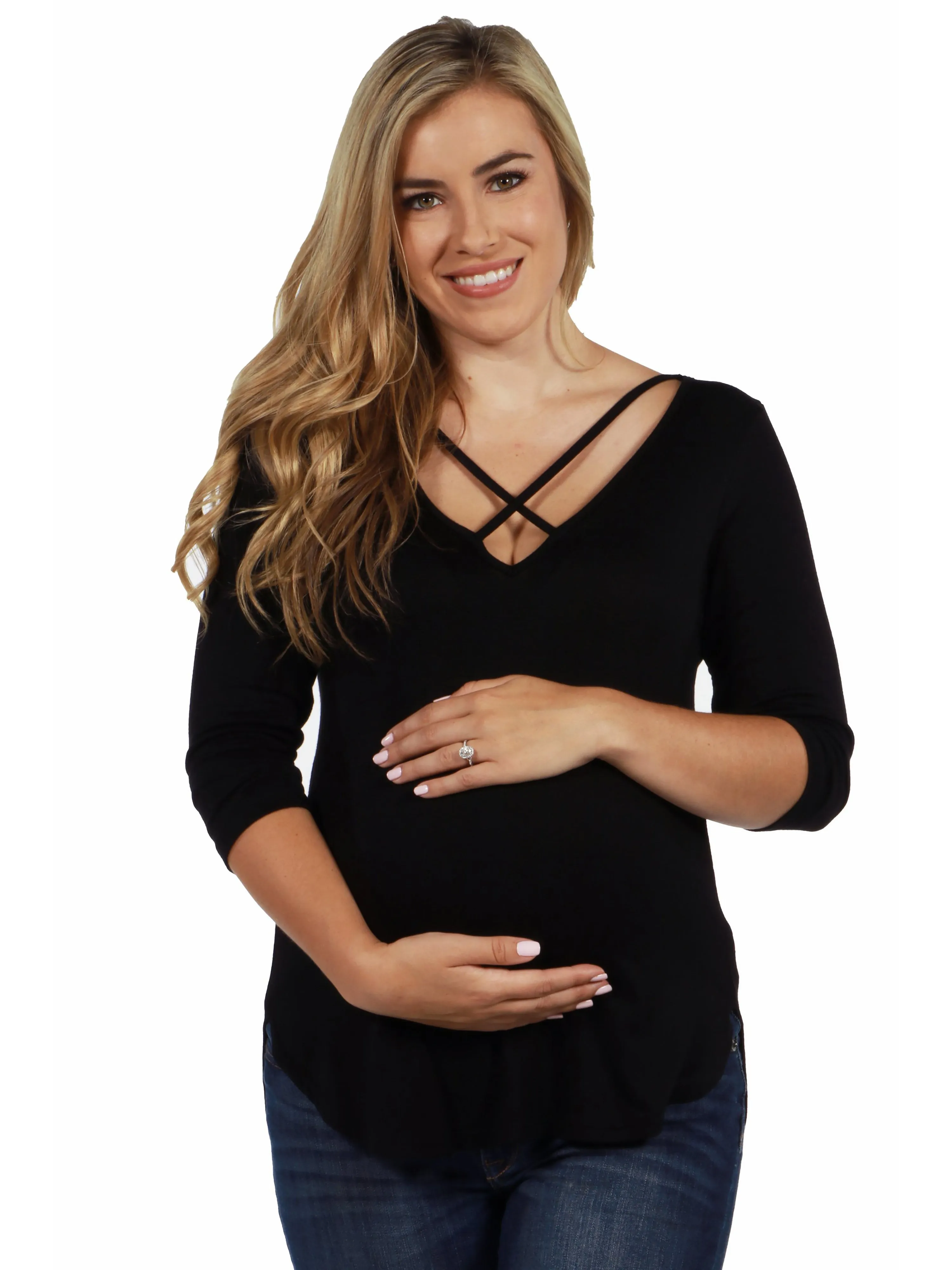 Criss Cross Round Hemline Maternity Tunic Top sold by 24/7 Comfort Apparel product image thumbnail 4