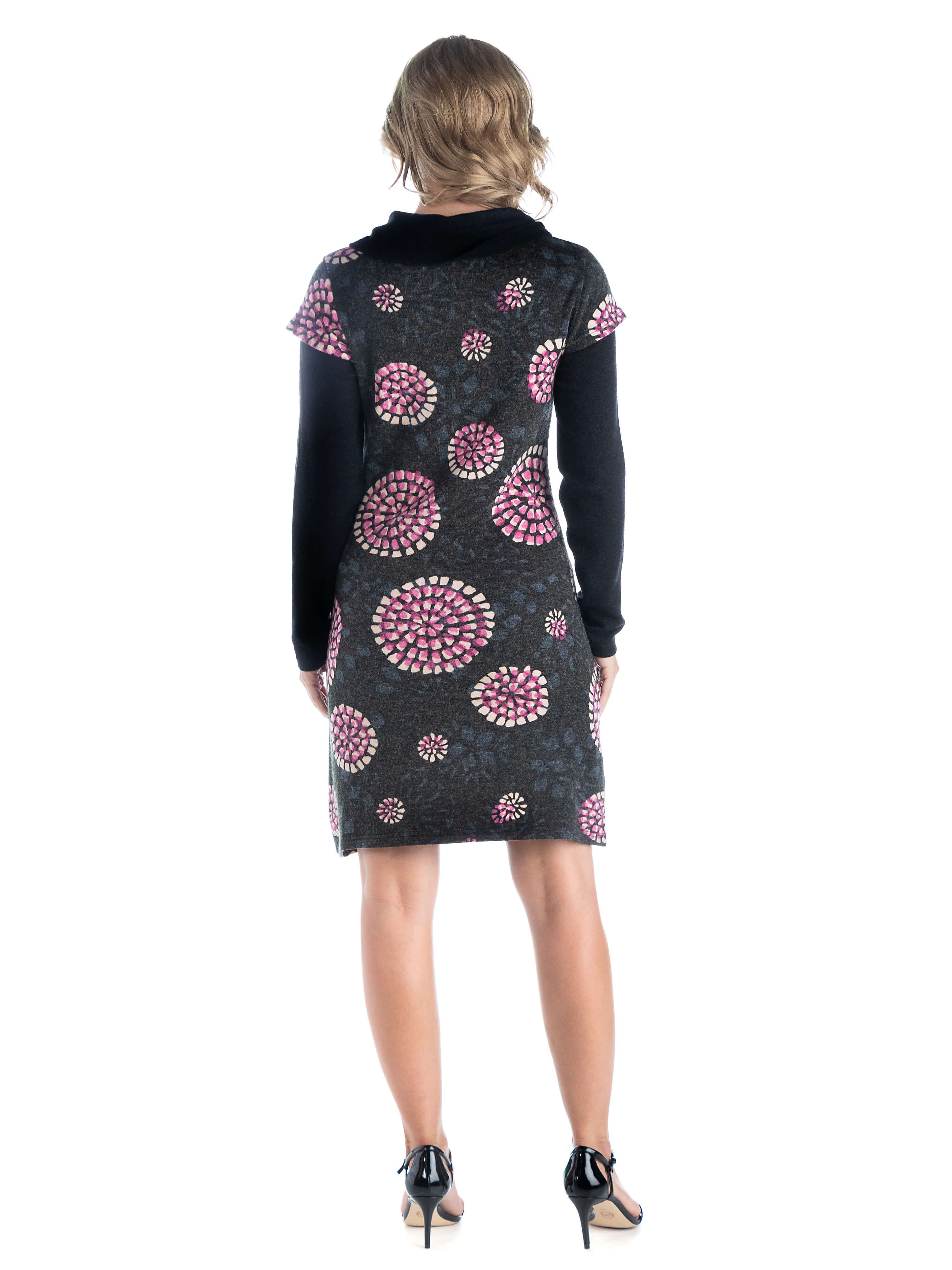 24seven Comfort Apparel Grey Long Sleeve Cowl Neck Shift Dress sold by 24/7 Comfort Apparel product image thumbnail 3