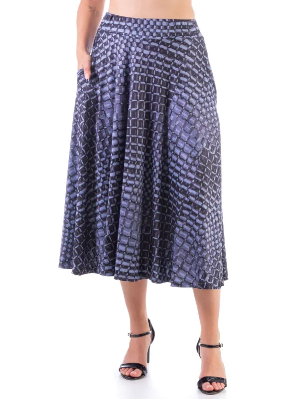Grey Blue Pleated Pocket Midi Skirt sold by 24/7 Comfort Apparel