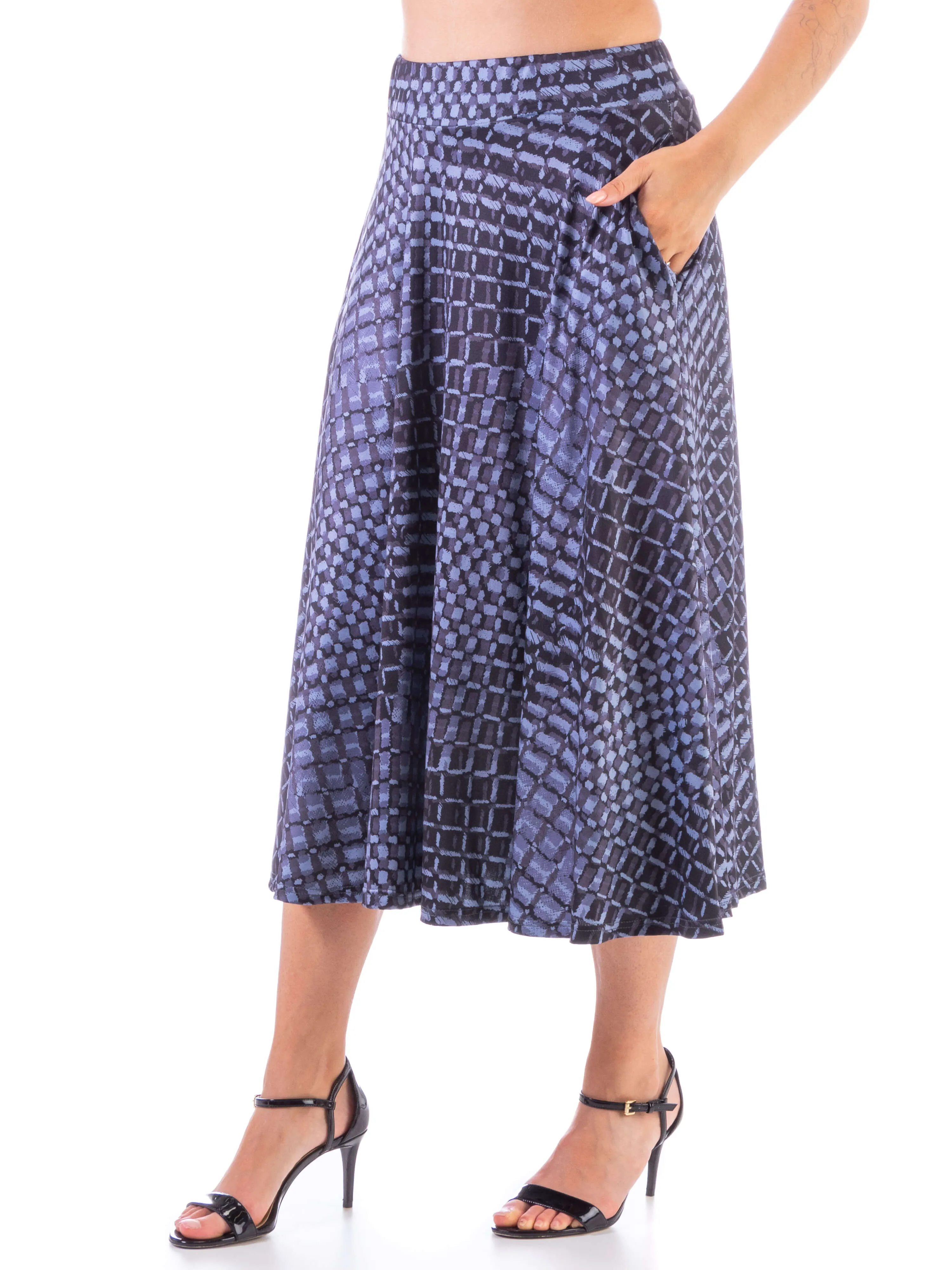 Grey Blue Pleated Pocket Midi Skirt sold by 24/7 Comfort Apparel product image thumbnail 2