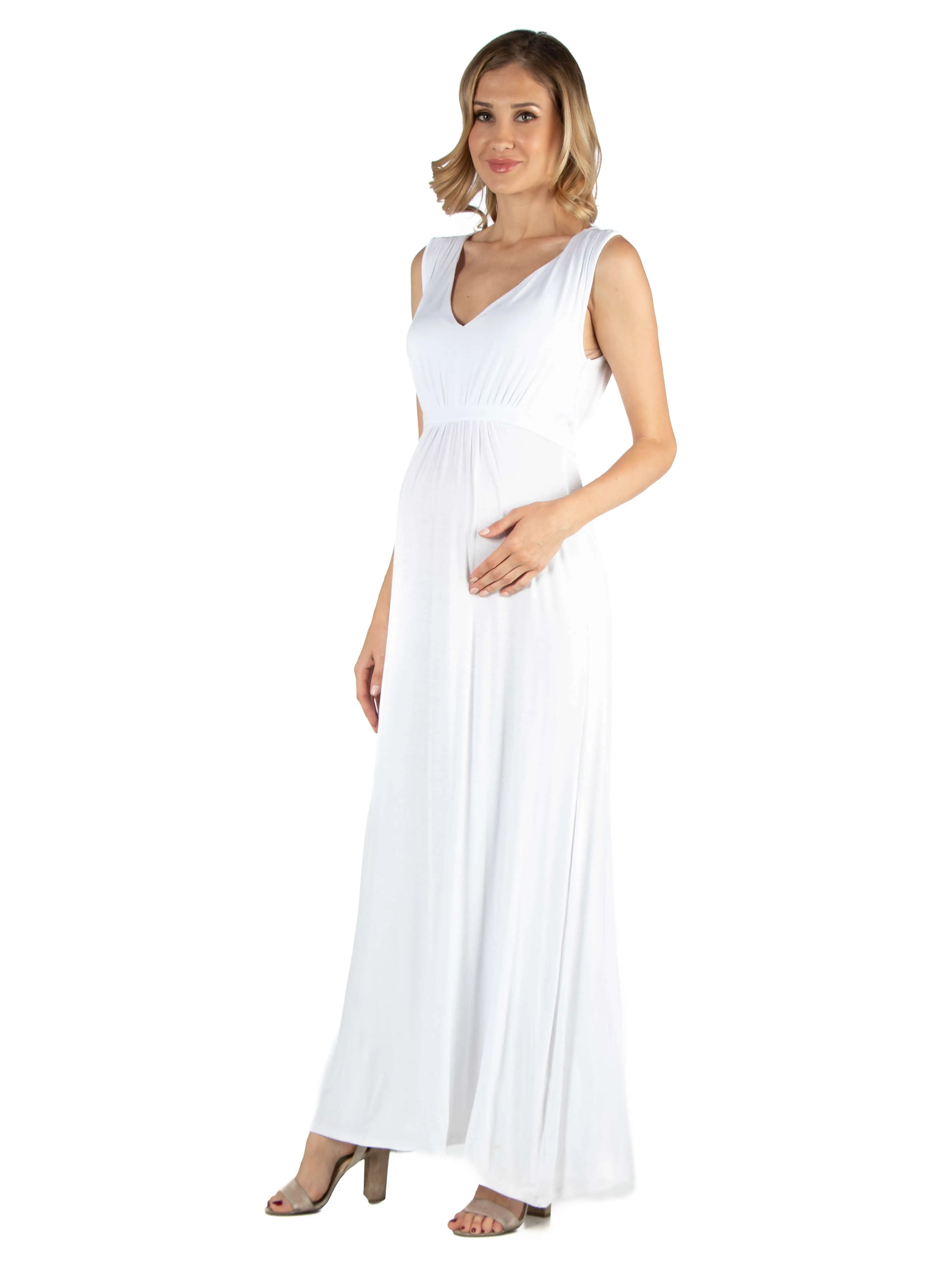 V Neck Sleeveless Maternity Maxi Dress with Belt sold by 24/7 Comfort Apparel product image thumbnail 3