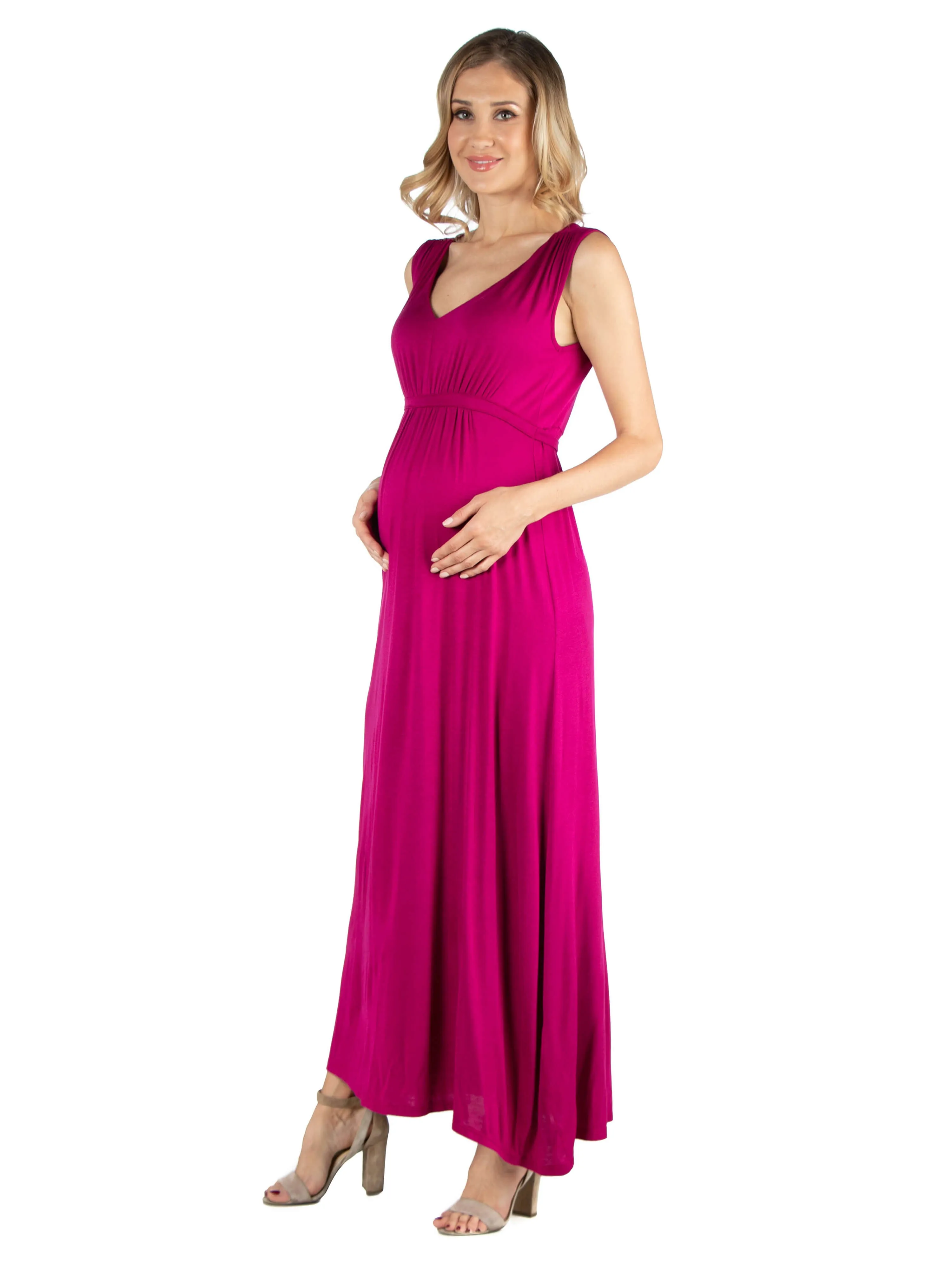 V Neck Sleeveless Maternity Maxi Dress with Belt sold by 24/7 Comfort Apparel product image thumbnail 2
