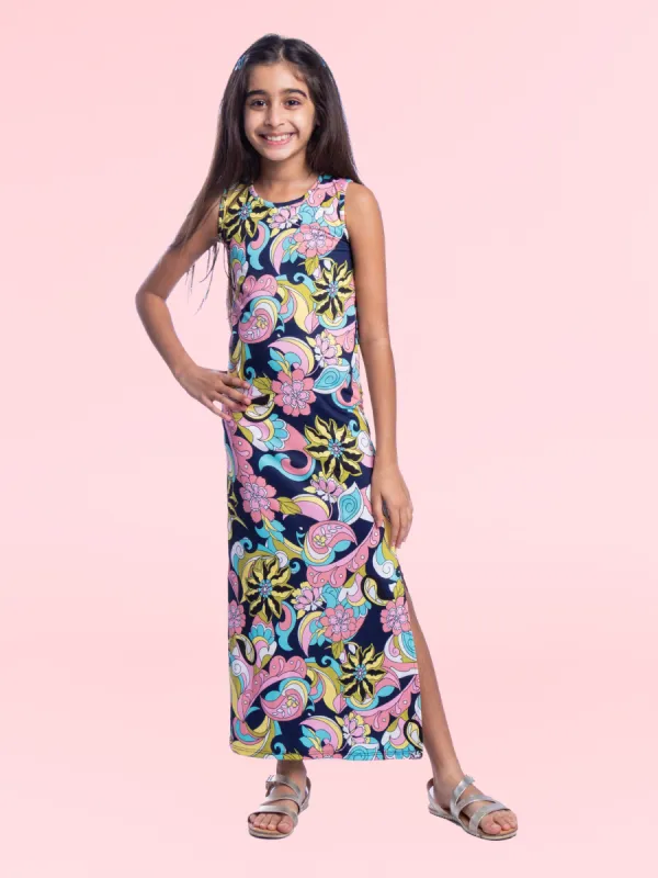 Girls Floral Maxi Dress with Slit sold by 24/7 Comfort Apparel