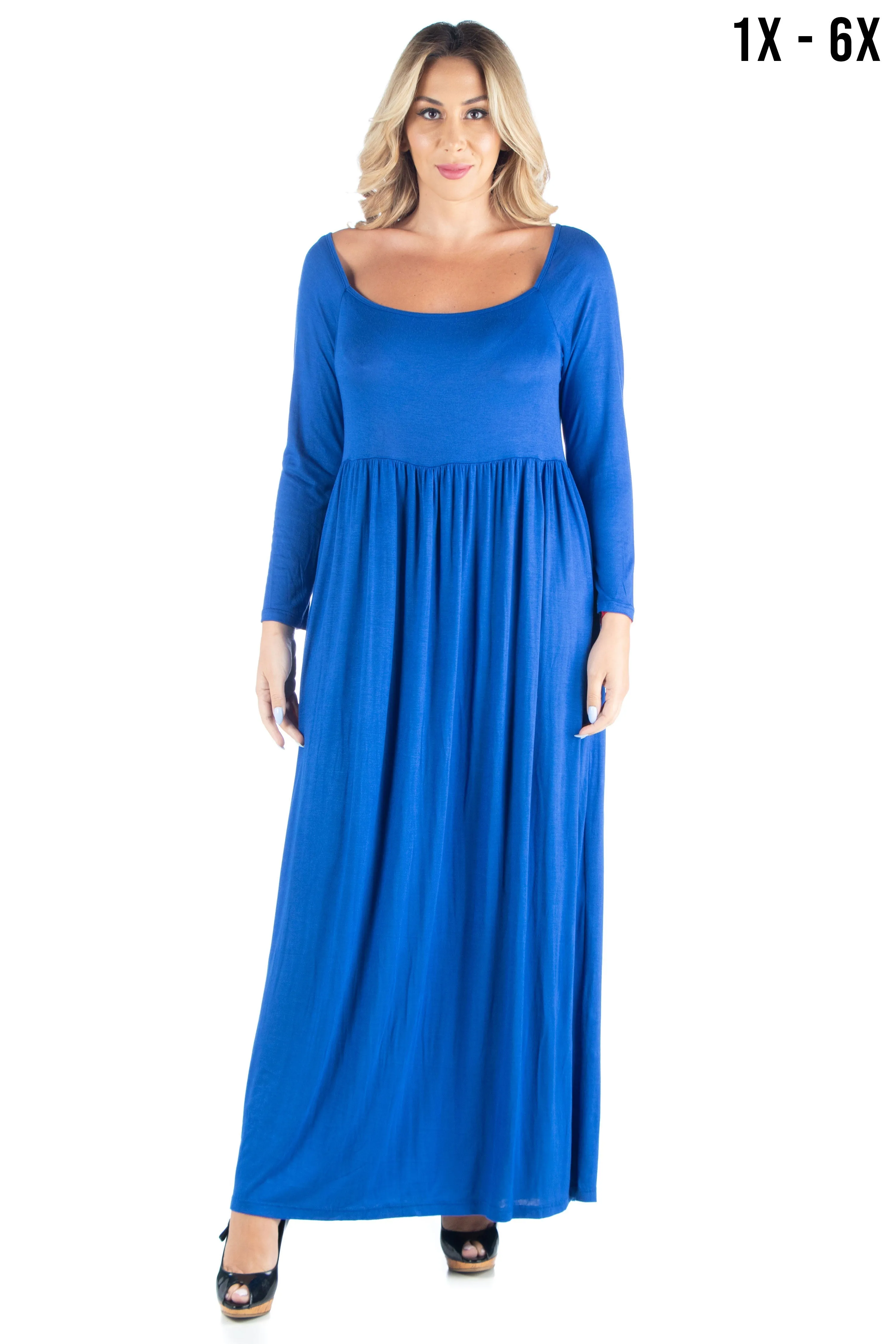 Empire Waist Long Sleeve Plus Size Maxi Dress sold by 24/7 Comfort Apparel product image thumbnail 2