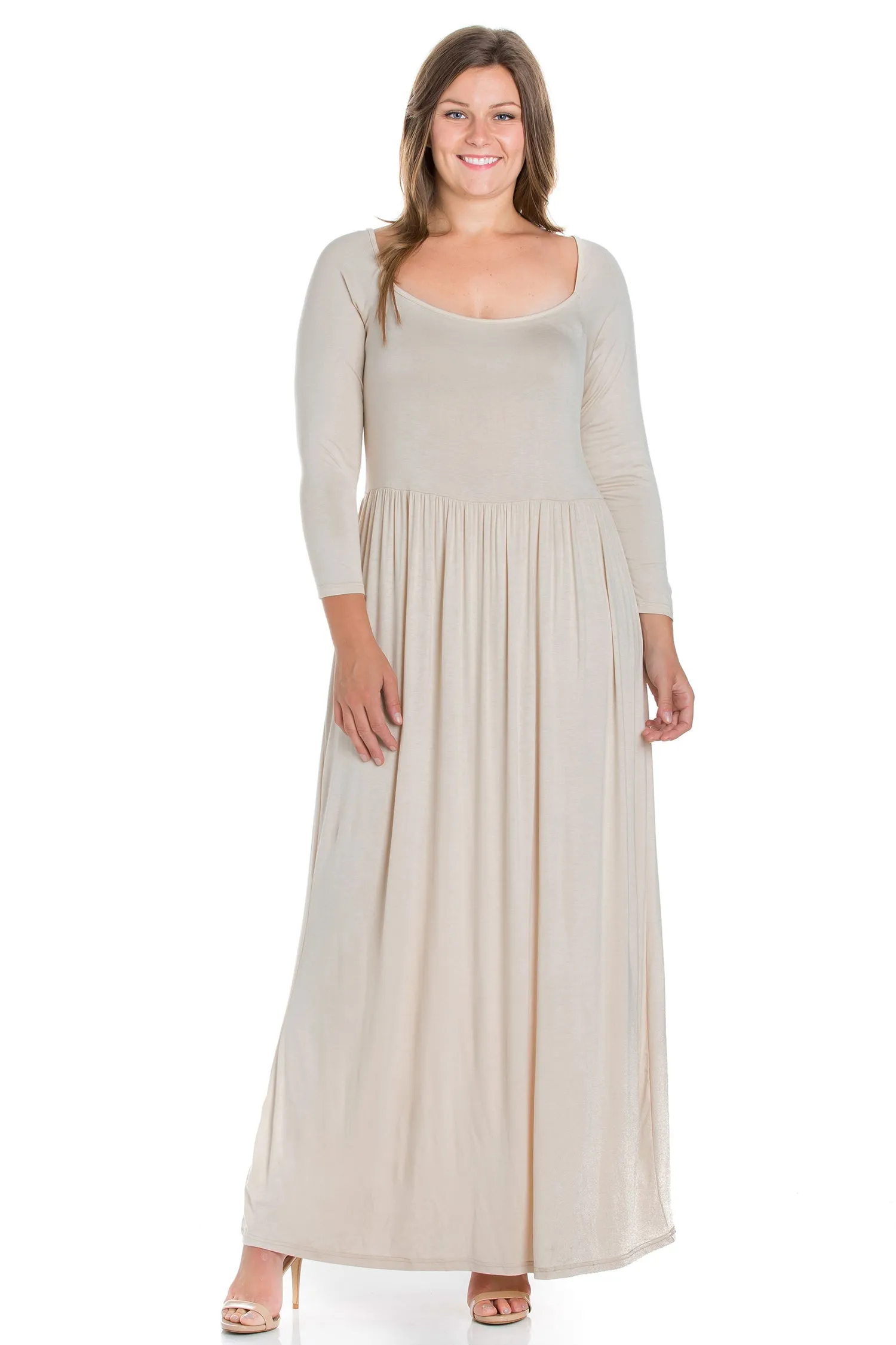 Empire Waist Long Sleeve Plus Size Maxi Dress sold by 24/7 Comfort Apparel product image thumbnail 3