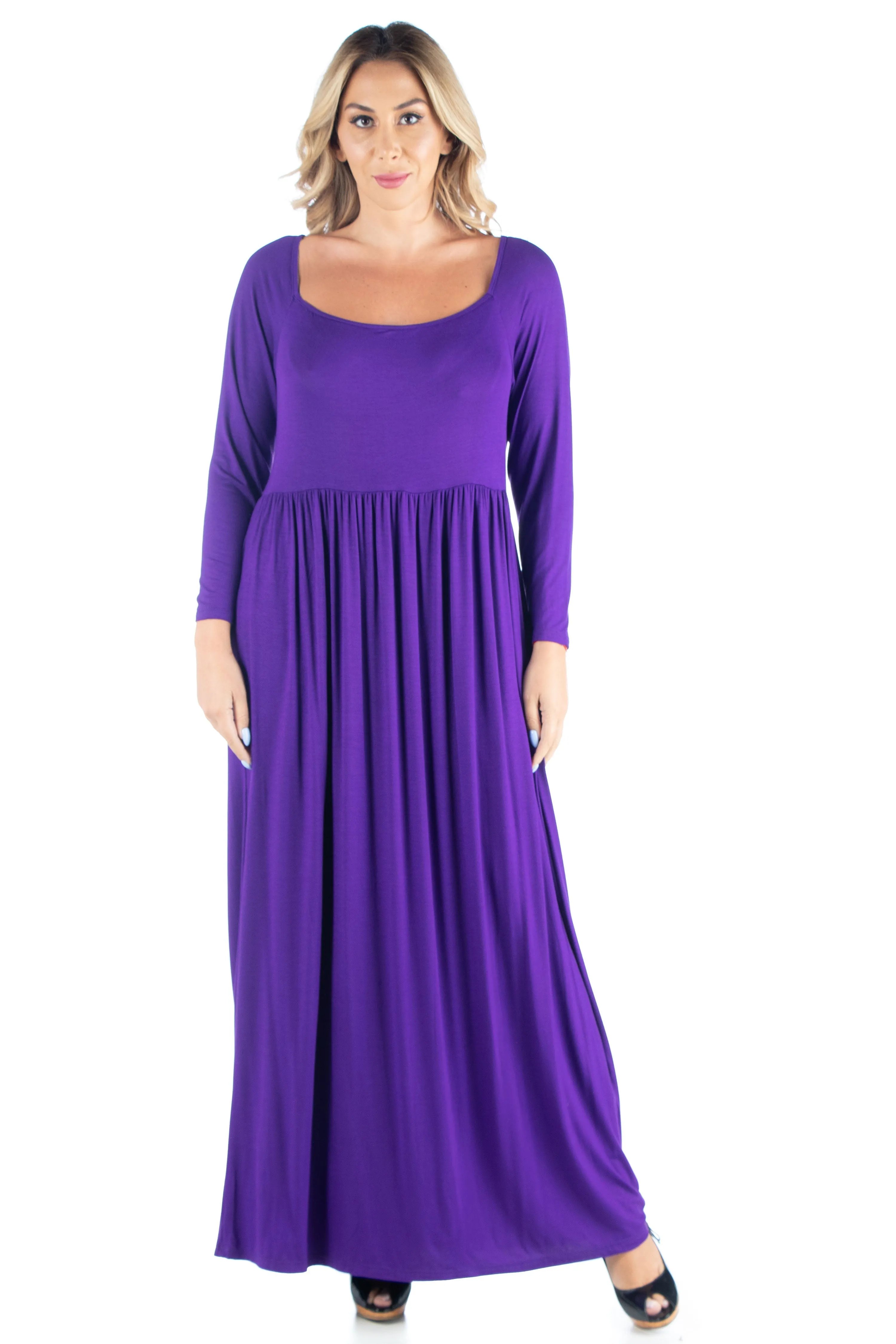 Empire Waist Long Sleeve Plus Size Maxi Dress sold by 24/7 Comfort Apparel product image thumbnail 4