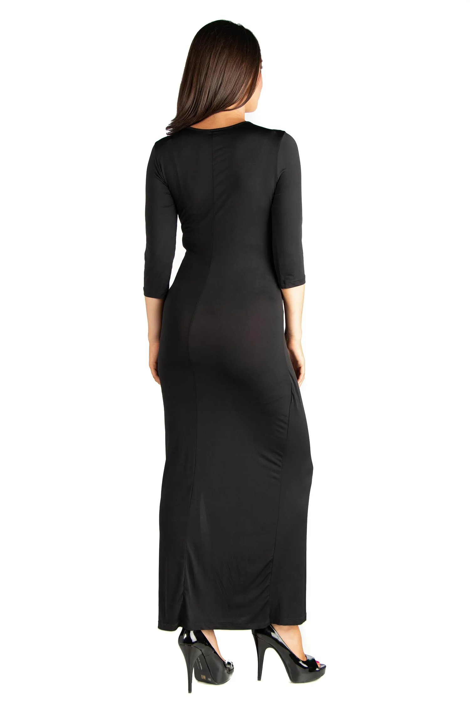 Floral V-Neck Side Slit Maternity Maxi Dress sold by 24/7 Comfort Apparel product image thumbnail 5