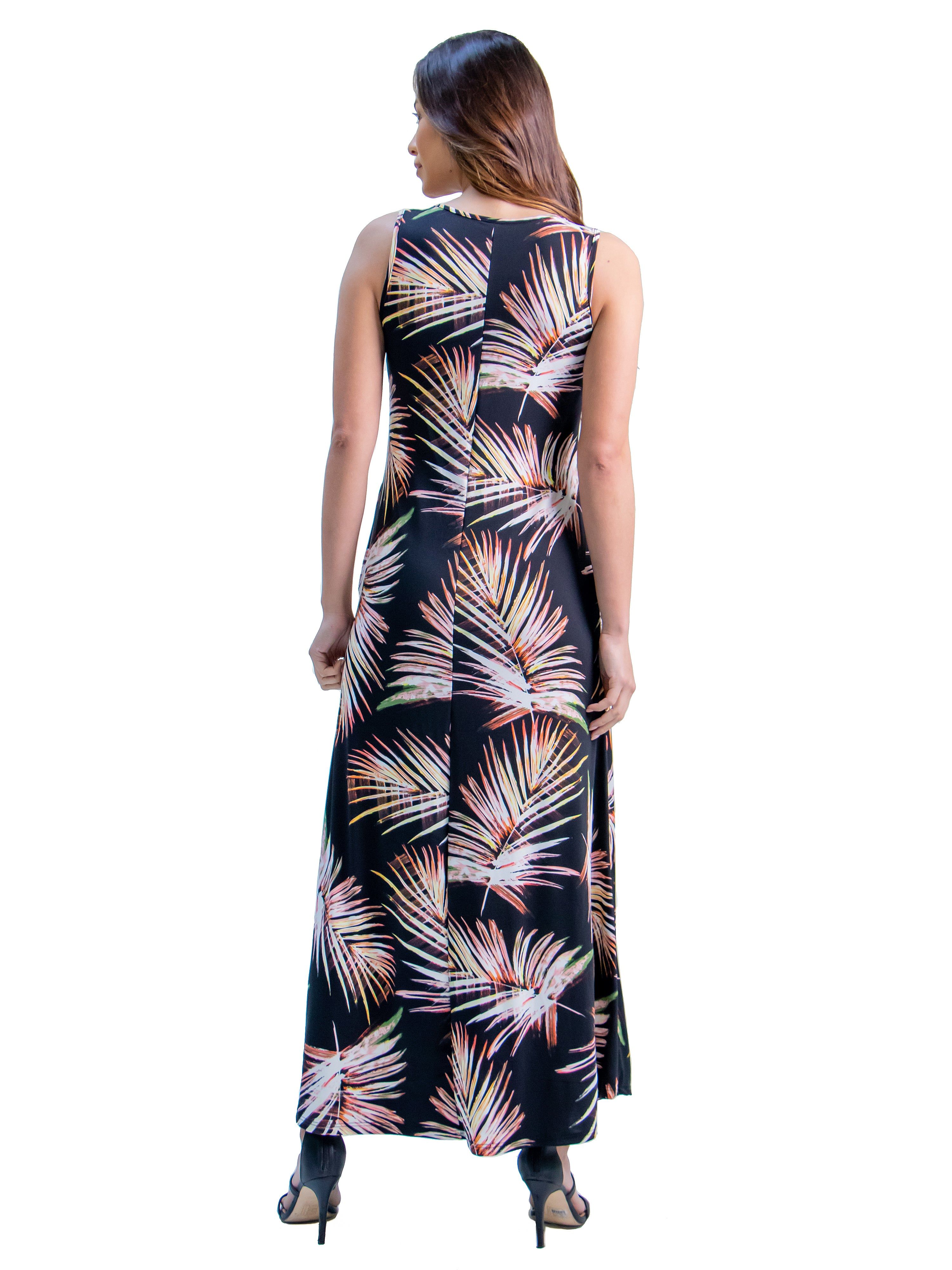 Leaf Print Sleeveless Pocket Maxi Dress sold by 24/7 Comfort Apparel product image thumbnail 3