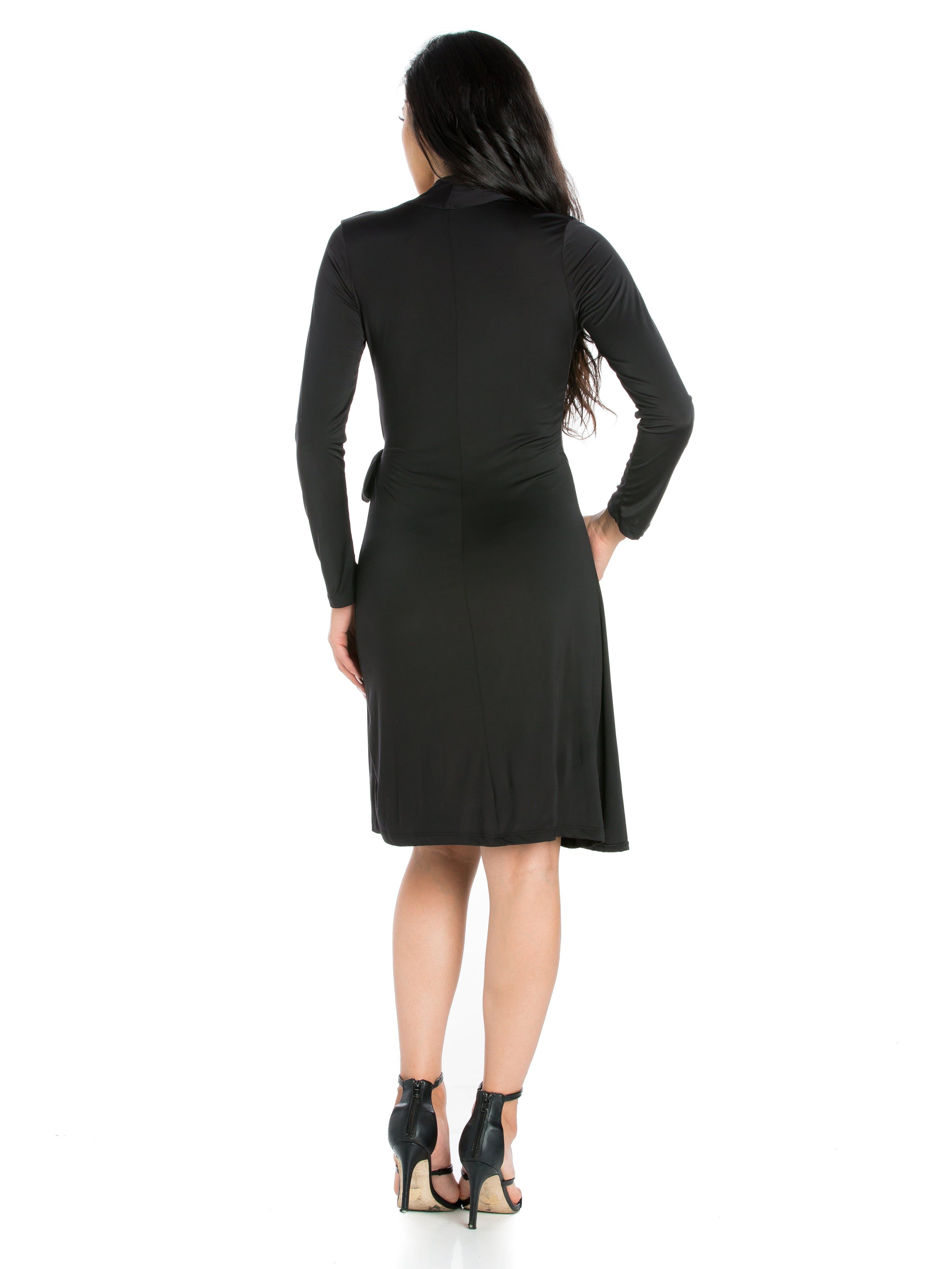 Long Sleeve V Neck Mini Wrap Dress sold by 24/7 Comfort Apparel product image thumbnail 5