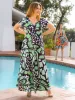 Butterfly Print V Neck Empire Waist Kimono Cap Sleeve Maxi Dress sold by 24/7 Comfort Apparel