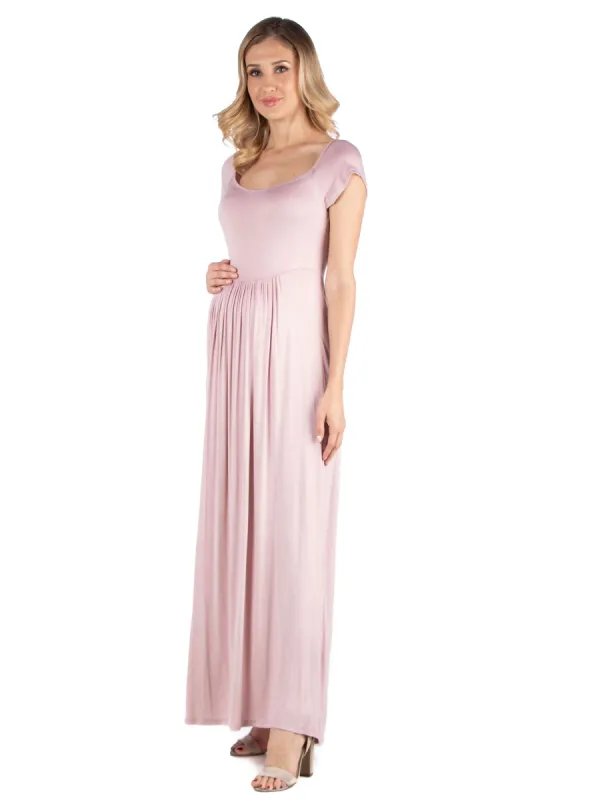 Maternity Maxi Dress with Round Neck and Empire Waist sold by 24/7 Comfort Apparel