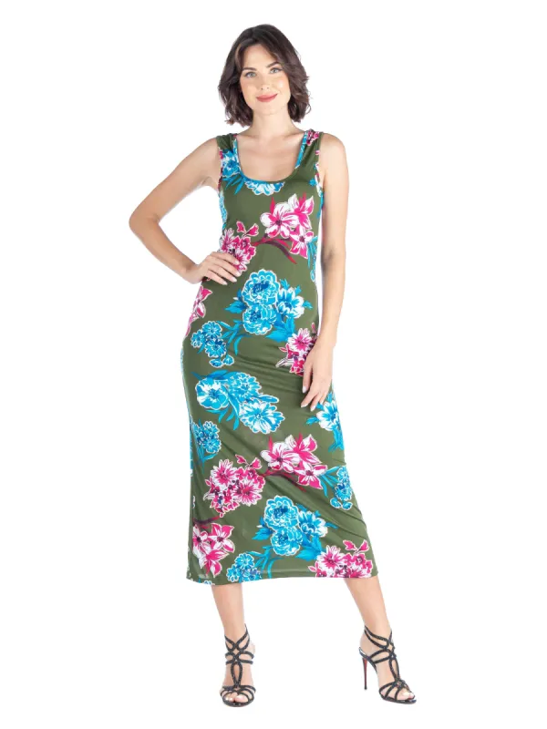Green Floral Racerback Maxi Tank Dress sold by 24/7 Comfort Apparel