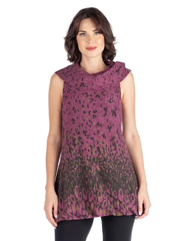 24seven Comfort Apparel Purple Print Sleeveless Cowl Neck Tunic Top sold by 24/7 Comfort Apparel