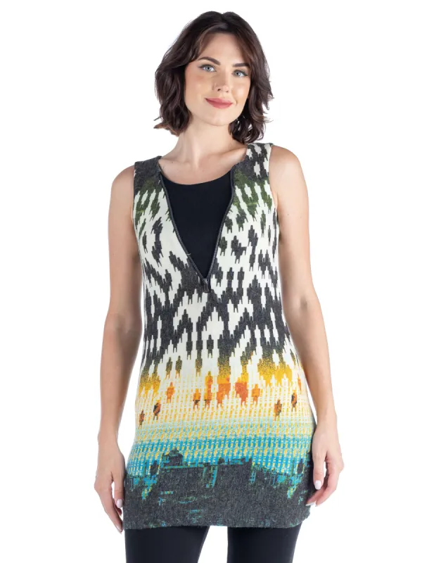 24seven Comfort Apparel Green Ombre Print Sleeveless Extra Long Tunic Top sold by 24/7 Comfort Apparel