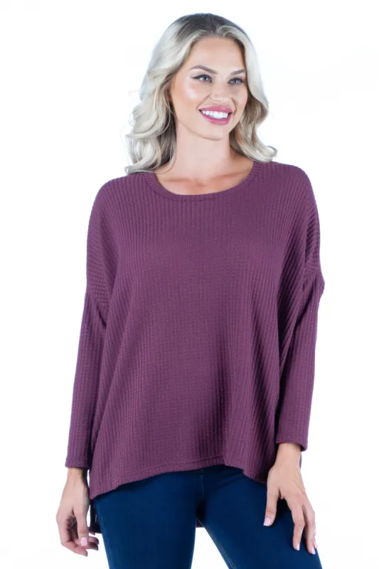 Oversized Waffle Fabric Long Sleeve Dolman Tunic Top sold by 24/7 Comfort Apparel