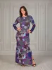 Purple Paisley Long Sleeve Side Slit Fitted Maxi Dress sold by 24/7 Comfort Apparel