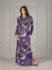 Purple Paisley Long Sleeve Side Slit Fitted Maxi Dress sold by 24/7 Comfort Apparel