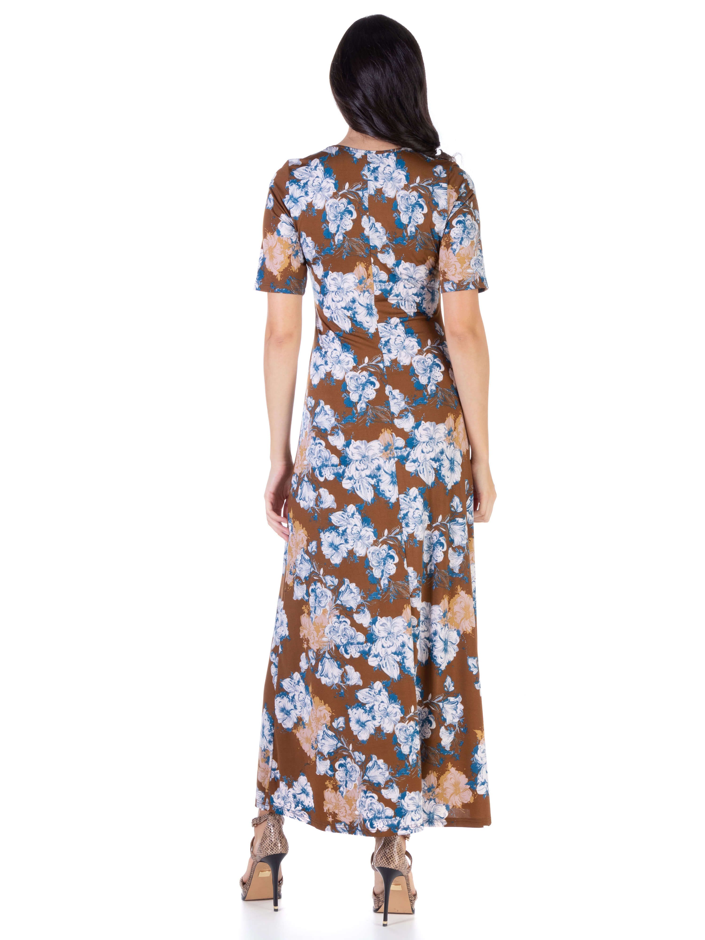 Womens Floral Elbow Sleeve Loose Long Casual Maxi Dress sold by 24/7 Comfort Apparel product image thumbnail 3