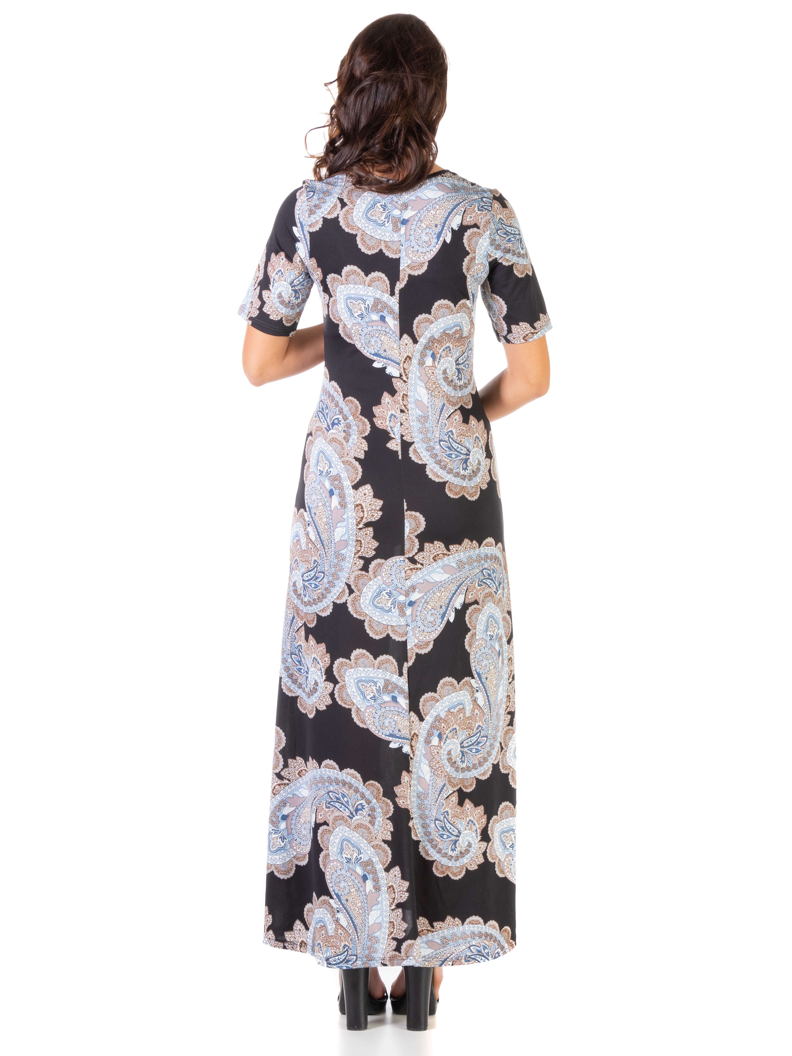 Paisley Maternity Elbow Sleeve Loose Casual Maxi Dress sold by 24/7 Comfort Apparel product image thumbnail 3