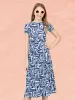 24sevenkid Girls Short Sleeve Blue Geo Print Maxi Dress sold by 24/7 Comfort Apparel