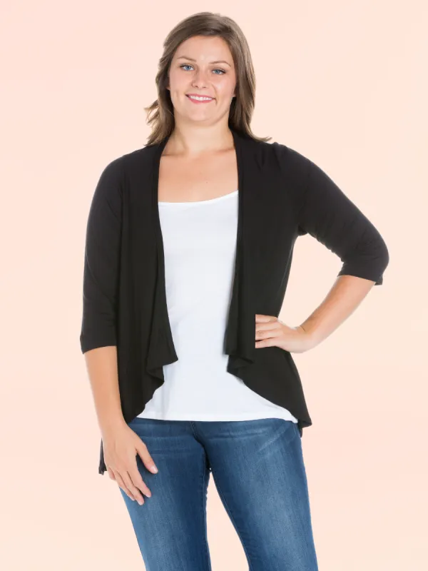 Elbow Length Sleeve Plus Size Open Cardigan sold by 24/7 Comfort Apparel