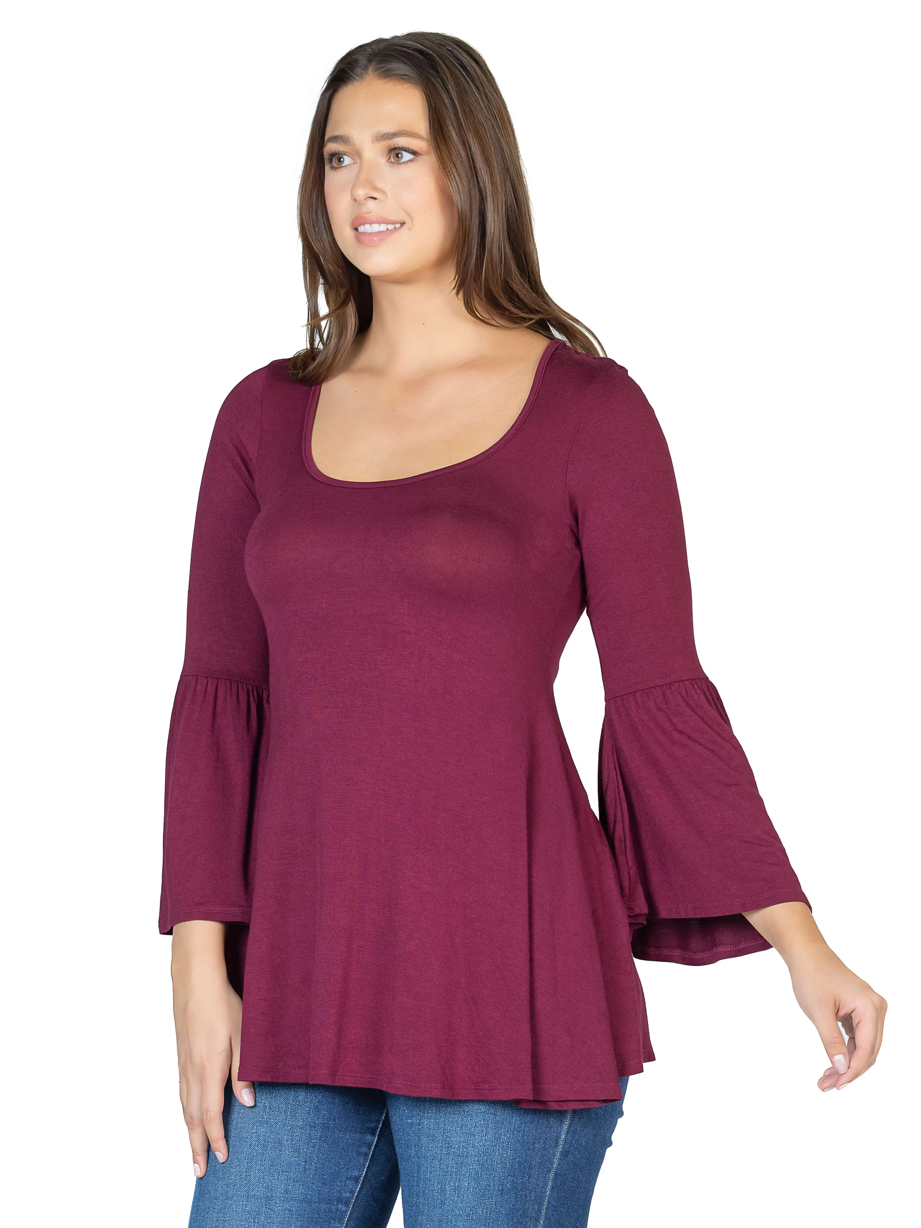 Long Bell Sleeve Flared Tunic Top sold by 24/7 Comfort Apparel product image thumbnail 2