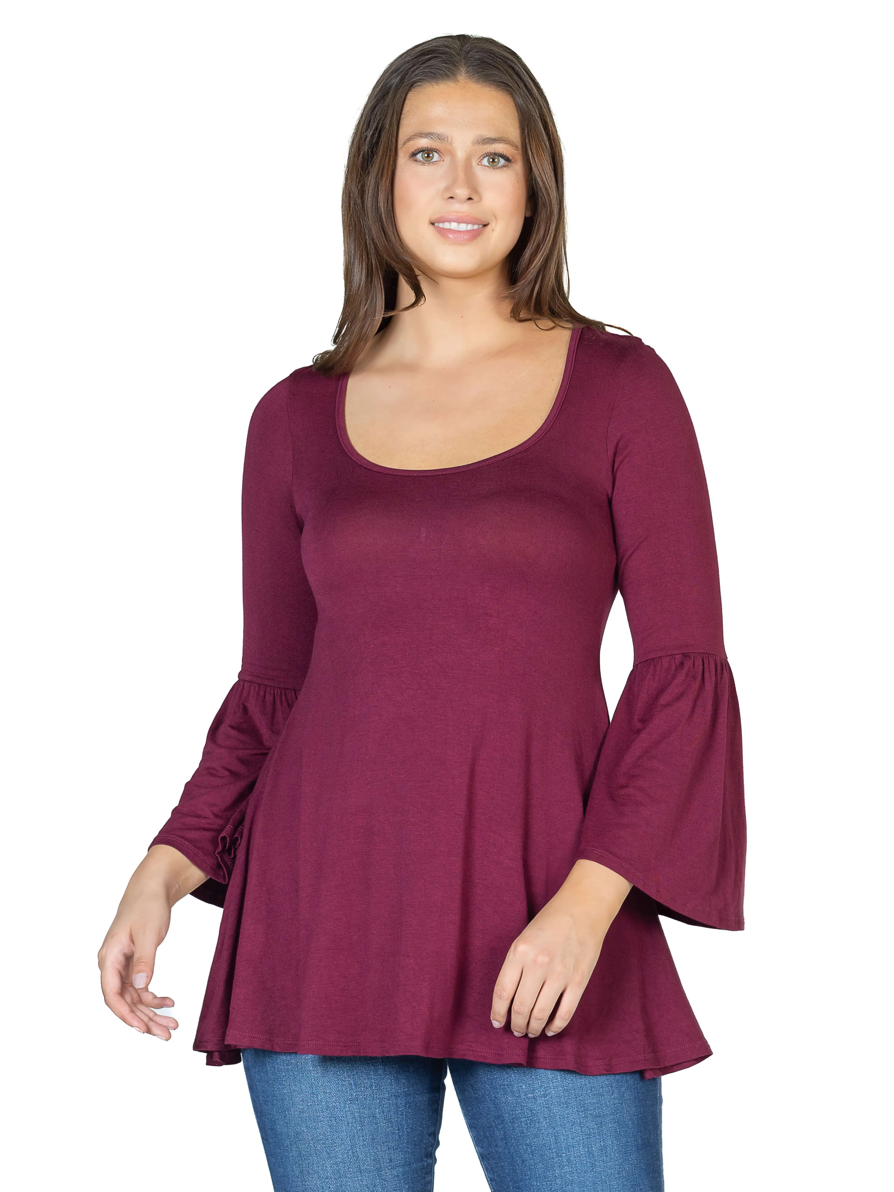 Long Bell Sleeve Flared Tunic Top sold by 24/7 Comfort Apparel product image thumbnail 3