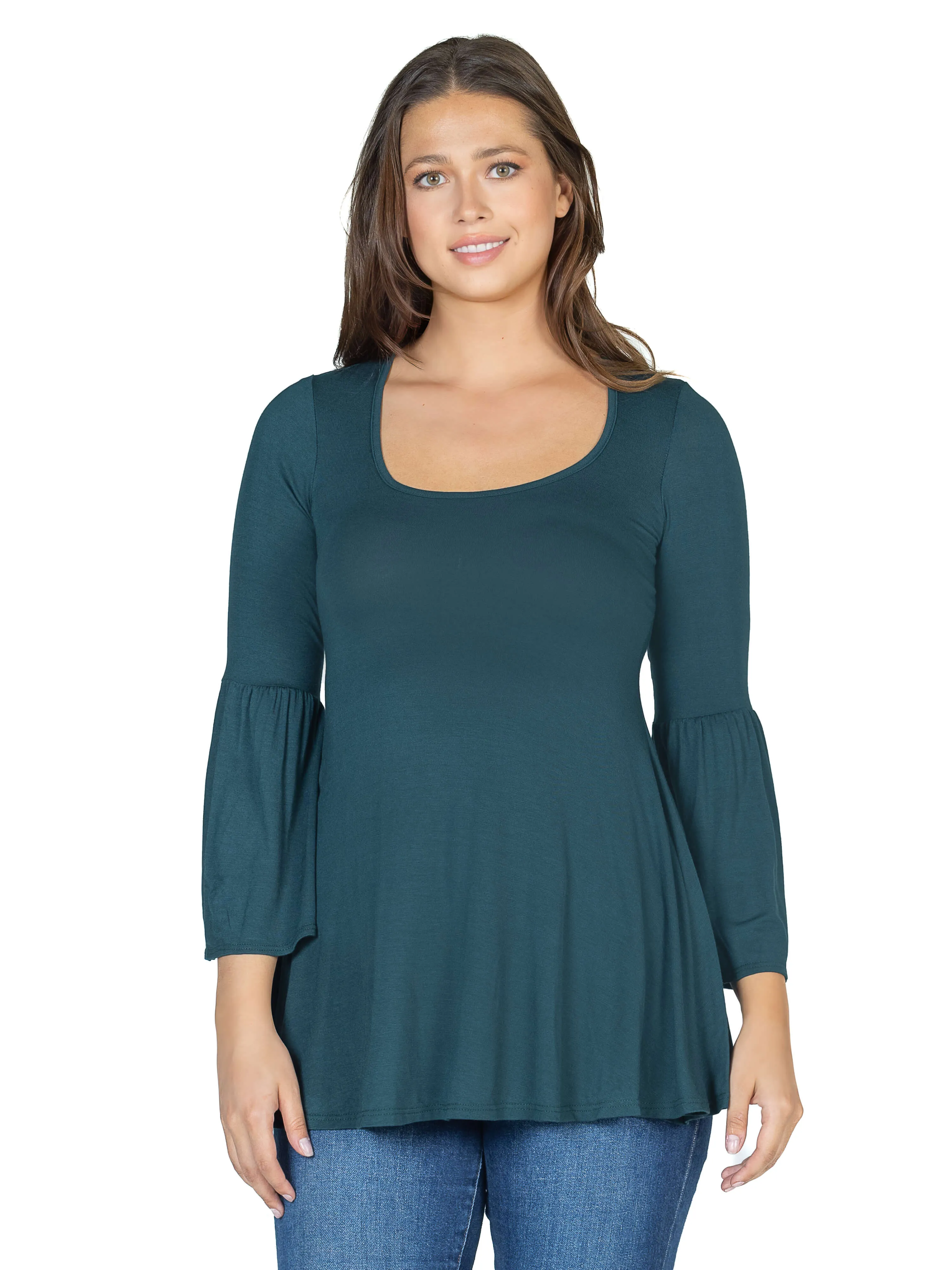 Long Bell Sleeve Flared Tunic Top sold by 24/7 Comfort Apparel product image thumbnail 5