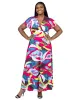Plus Size Floral Print V Neck Empire Waist Kimono Cap Sleeve Maxi Dress sold by 24/7 Comfort Apparel