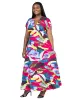 Plus Size Floral Print V Neck Empire Waist Kimono Cap Sleeve Maxi Dress sold by 24/7 Comfort Apparel