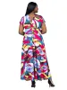 Plus Size Floral Print V Neck Empire Waist Kimono Cap Sleeve Maxi Dress sold by 24/7 Comfort Apparel