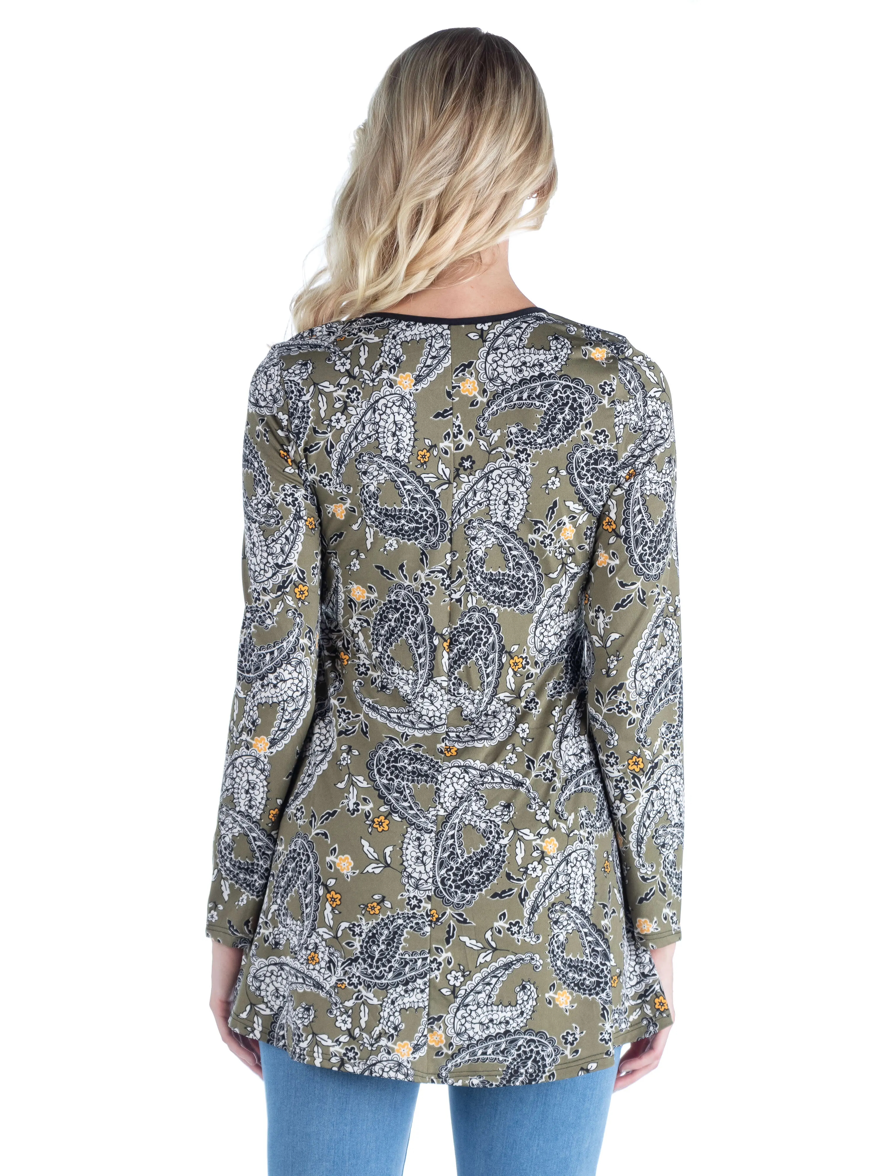 Maternity Army Green Paisley Long Sleeve Tunic Top sold by 24/7 Comfort Apparel product image thumbnail 3