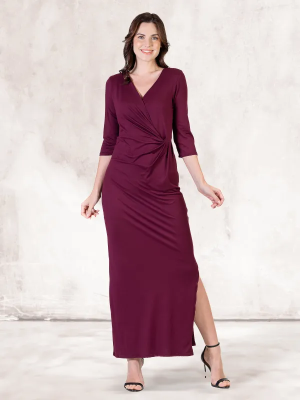 Fitted V-Neck Side Slit Maxi Dress sold by 24/7 Comfort Apparel