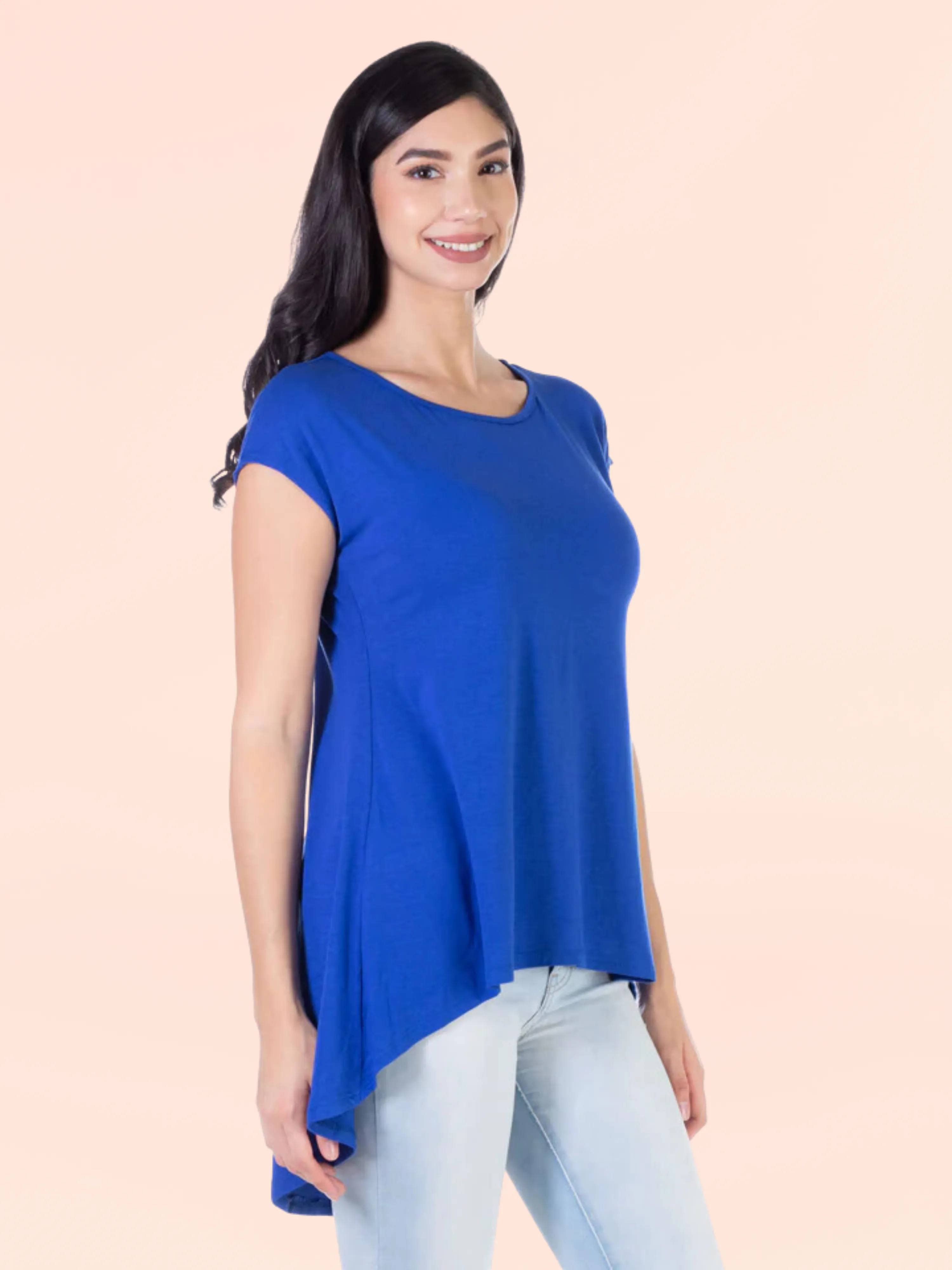 Womens Short Sleeve Casual High Low Tunic Top sold by 24/7 Comfort Apparel
