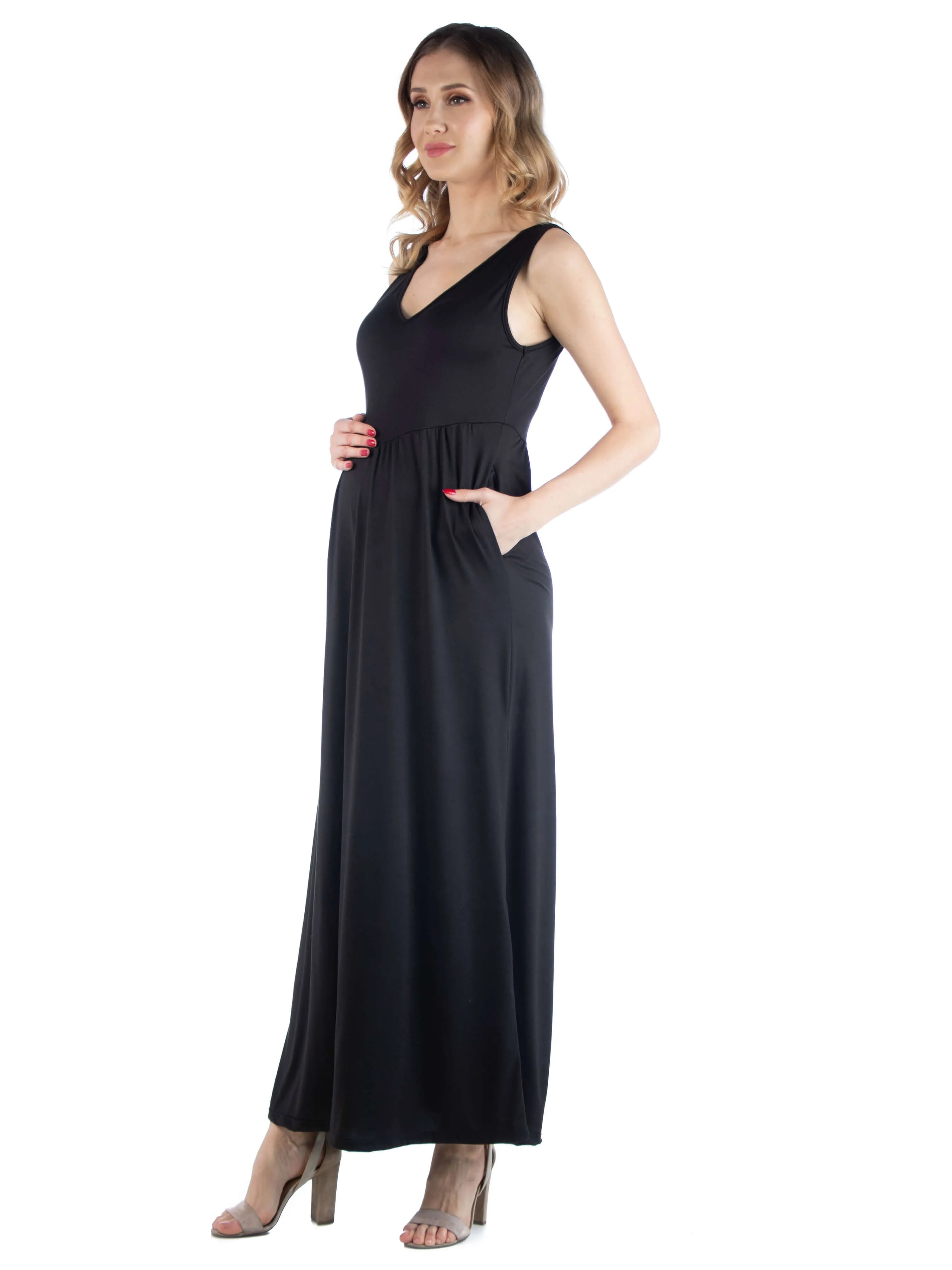 Maxi Maternity Sleeveless Dress with Pockets sold by 24/7 Comfort Apparel product image thumbnail 2